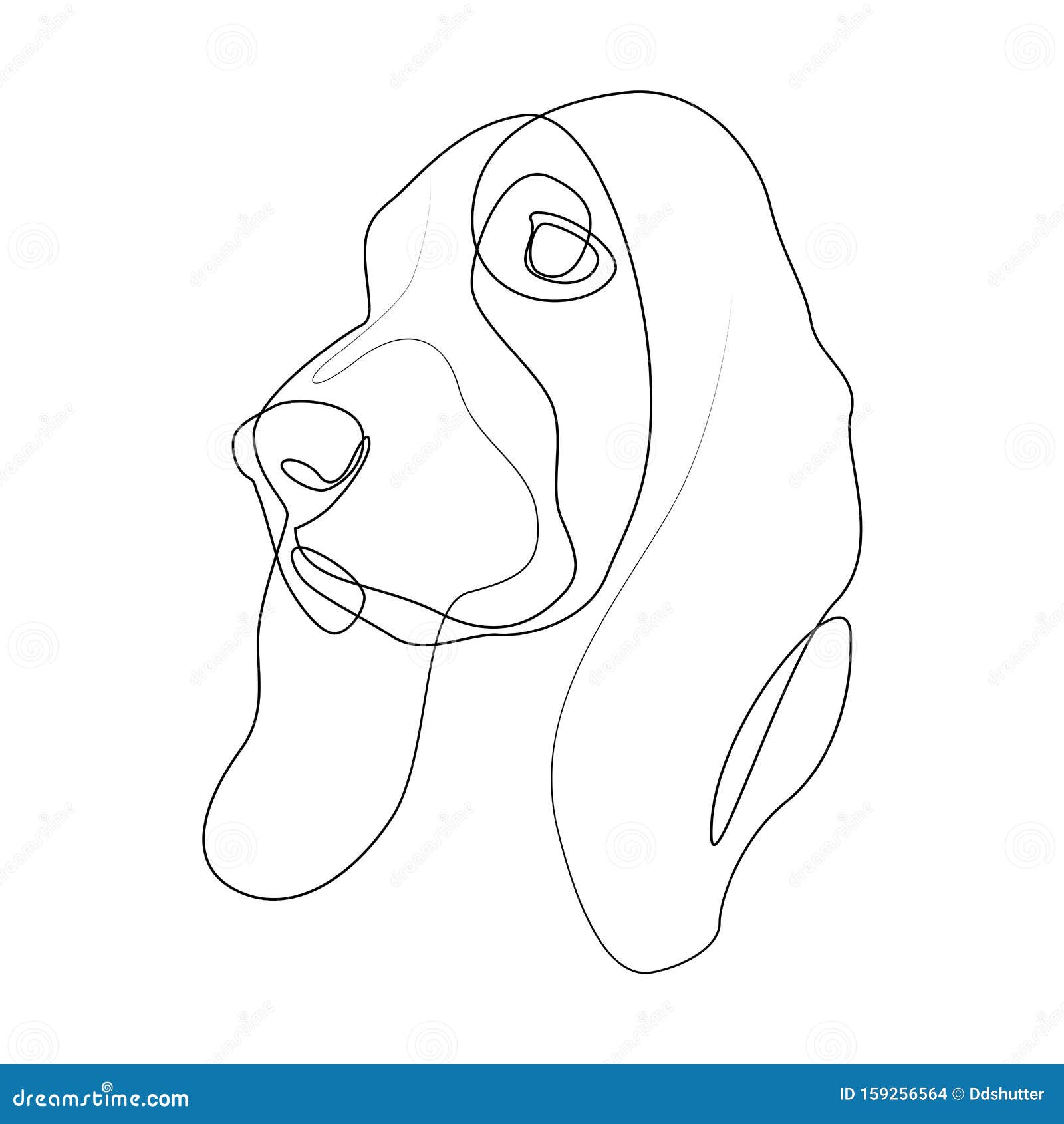 continuous line basset hound. single line minimal style dog  . portrait