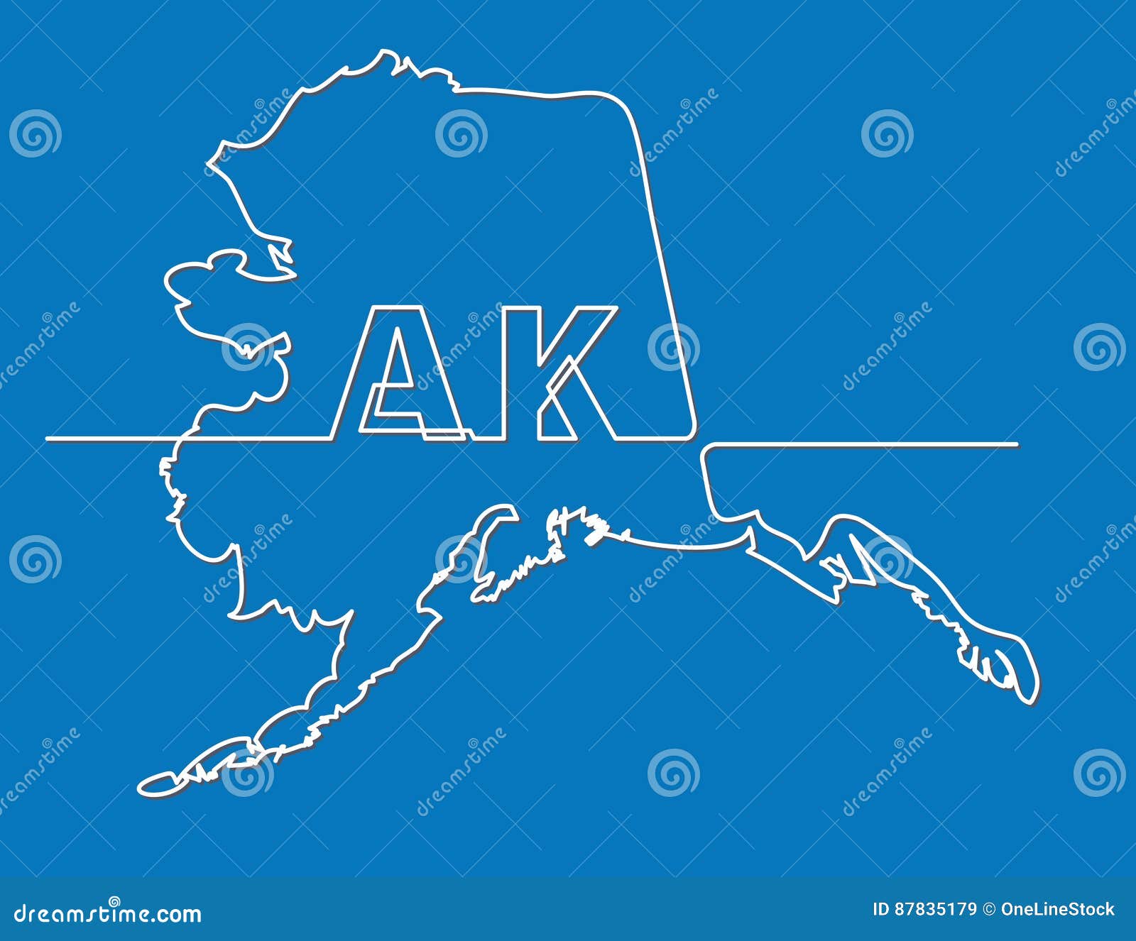Continuous Line Drawing of Alaska State Stock Vector Illustration of