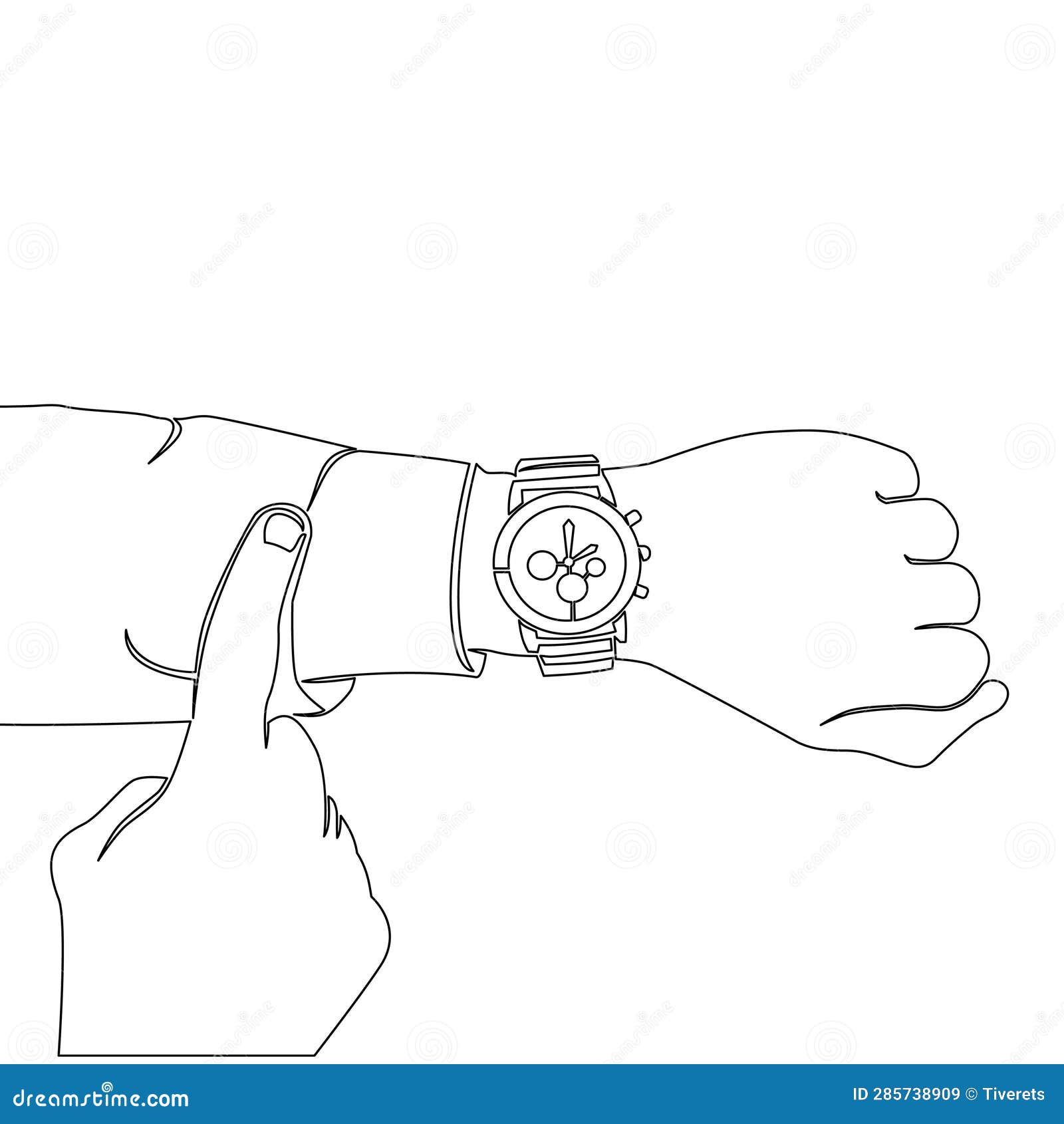 Continuous Line Drawing Businessman Looking His Hand Watch Timer Icon