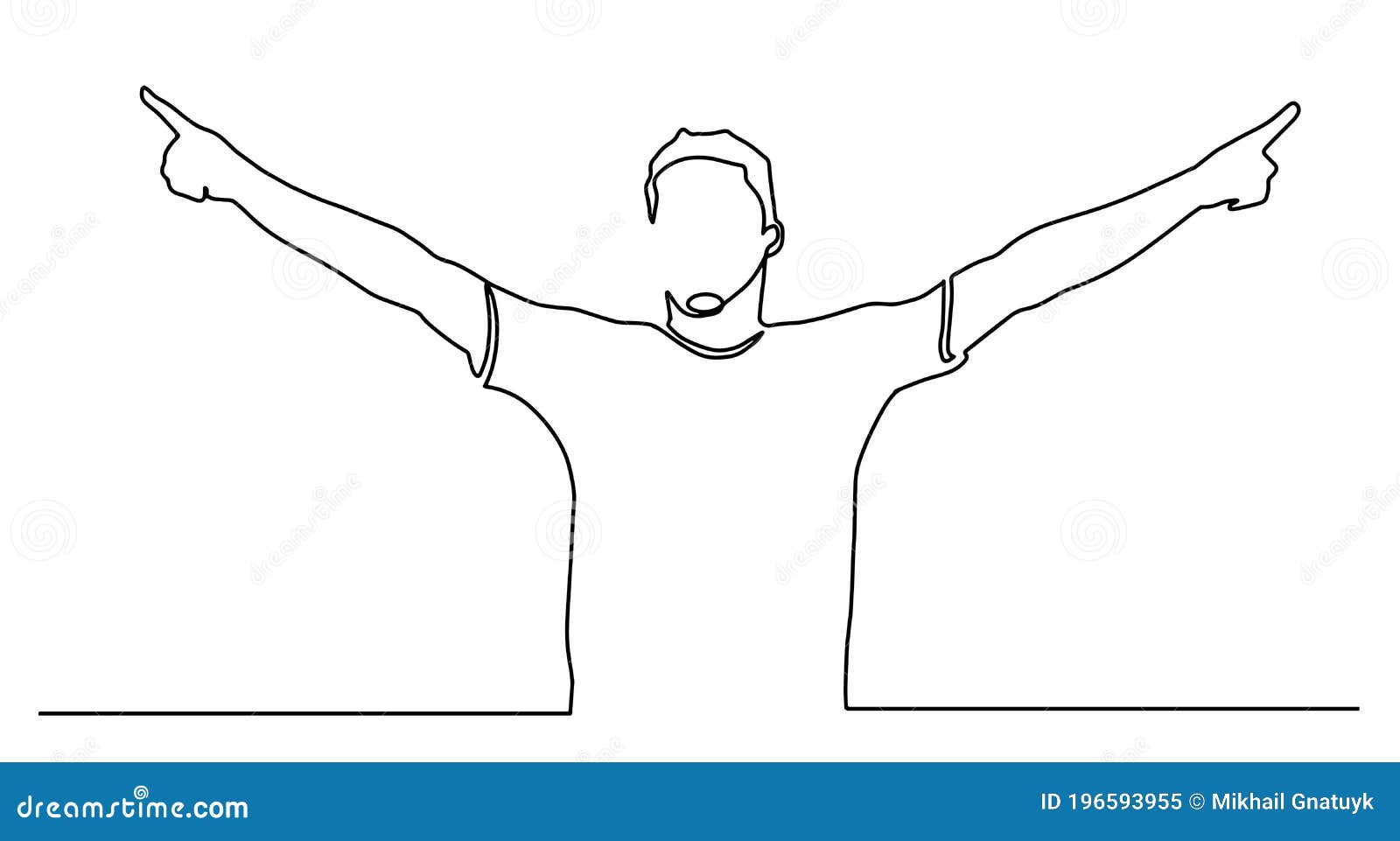 Continuous Line Drawing Of Cheering Man Holding Fists Man Silhouette Excited Hold Hands Up Raised Arms Full Length Concept Stock Illustration Illustration Of Health Cheering