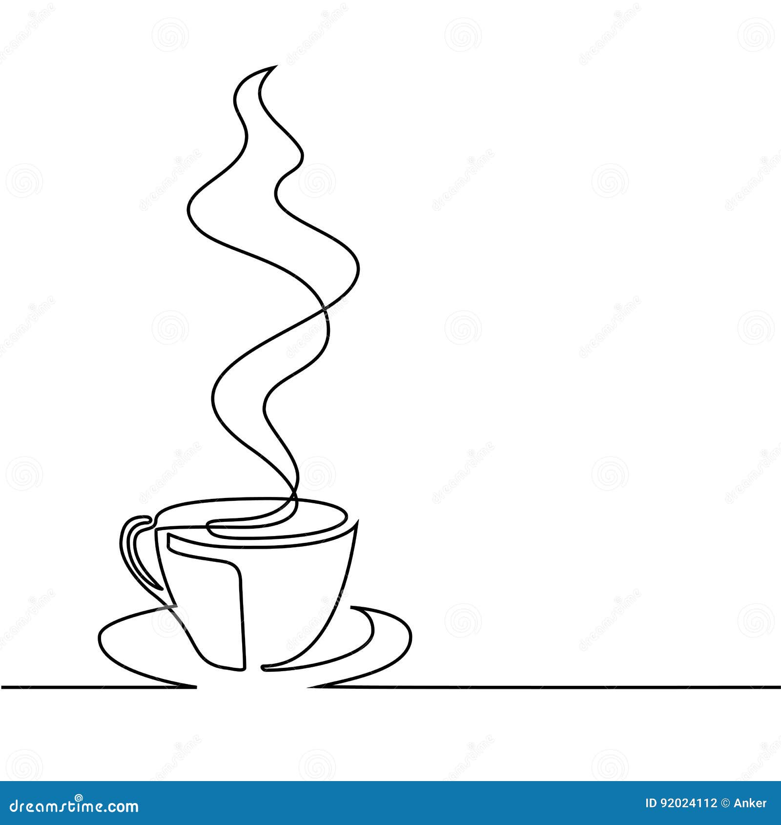 continuous line drawing of cup of coffee