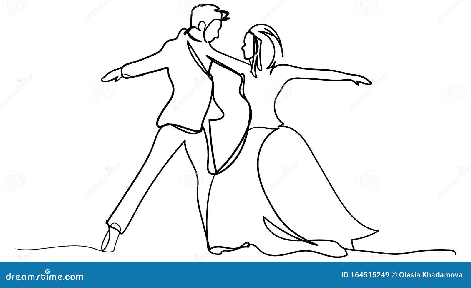 Dancing Couple. Continuous Line Drawing Stock Vector - Illustration of ...