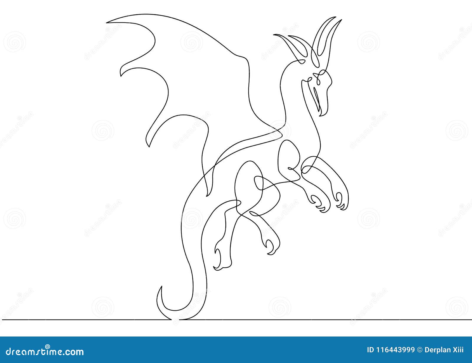 Continuous Line Drawing Dragon Stock Vector Illustration of design