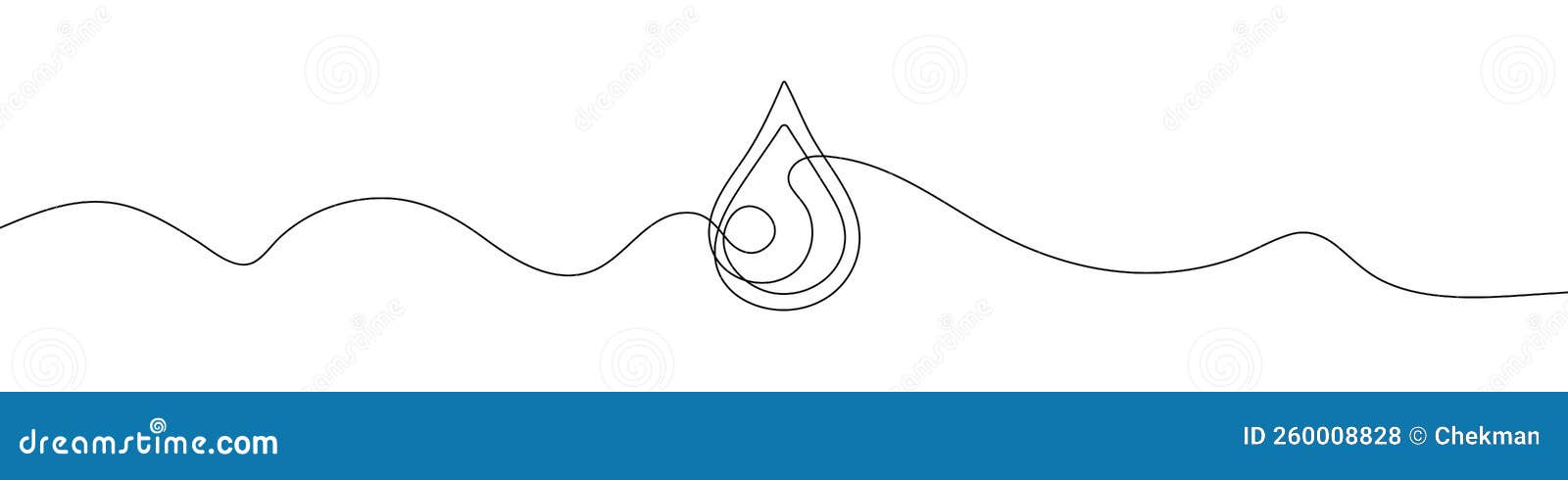 Continuous line water drop art droplet icon rain outline sketch doodle  drawing. One line linear blood sea water drop drawn tear eco donation  abstract medical simple logo isolated. Vector Illustration 30308189 Vector