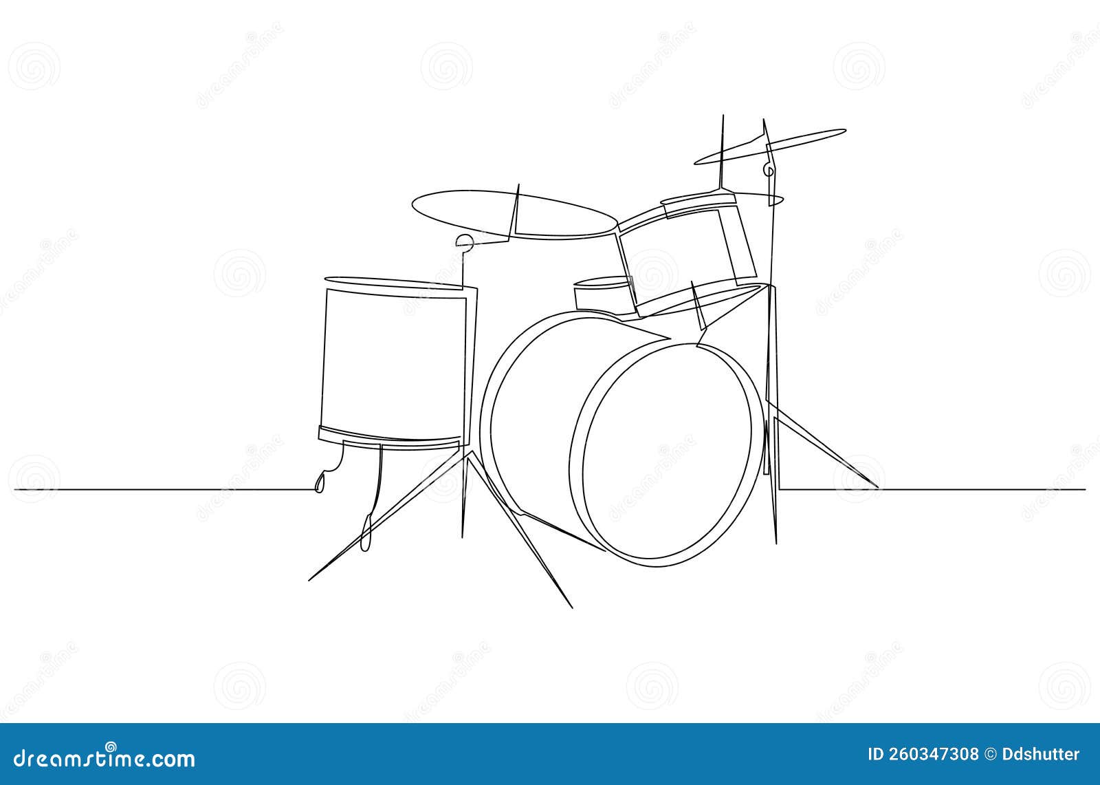 continuous line drawing of drum instrument. drum set minimalist line .  .