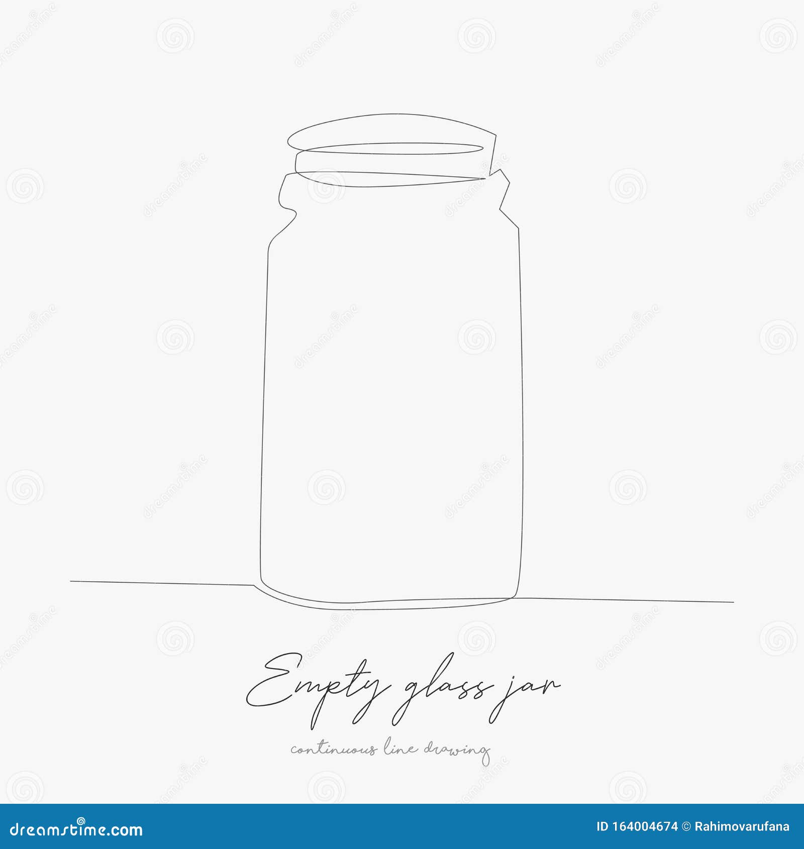 Continuous Line Drawing. Empty Glass Jar. Simple Vector Illustration