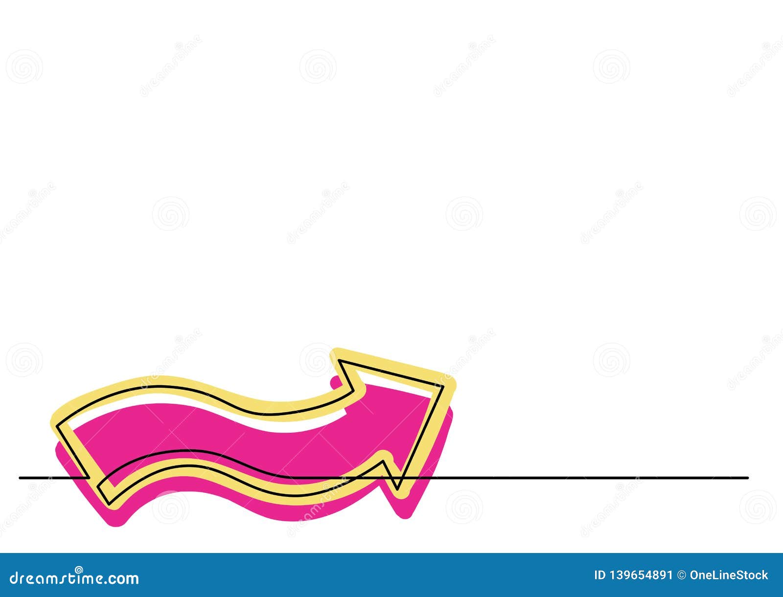 continuous line drawing of wavy arrow