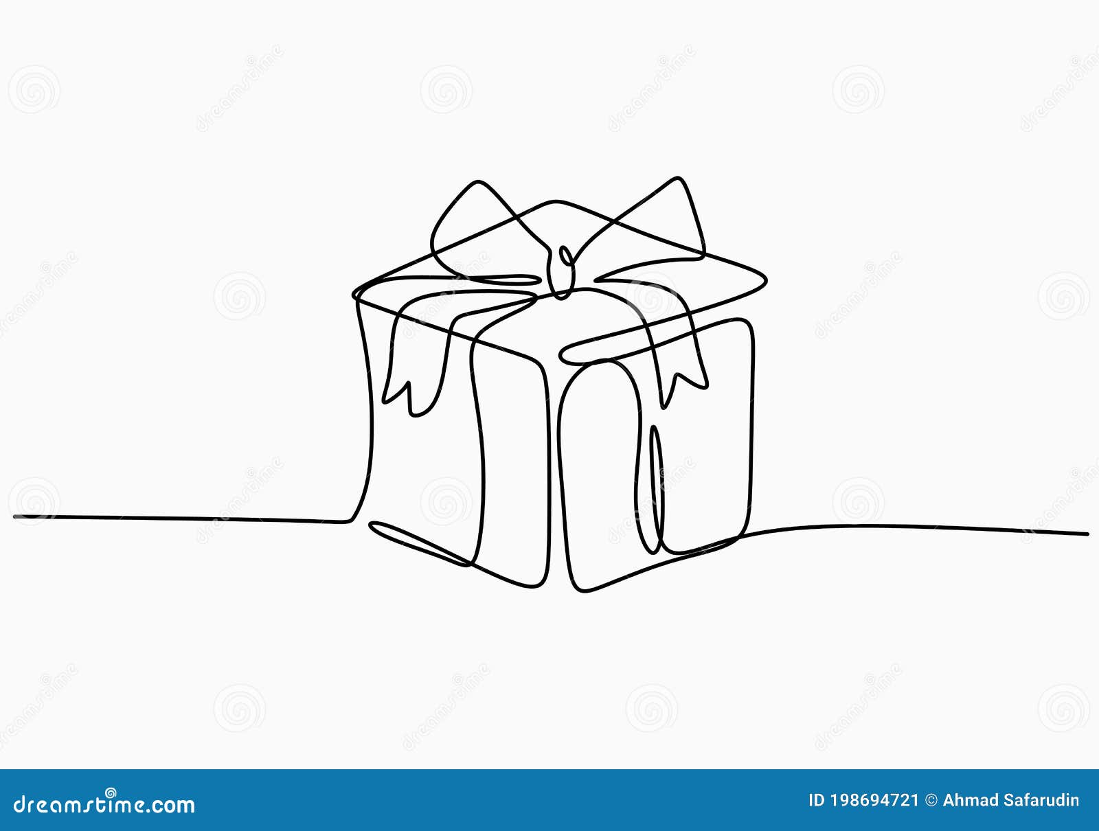 Continuous Line Drawing Of Gift Box With Ribbon Bow