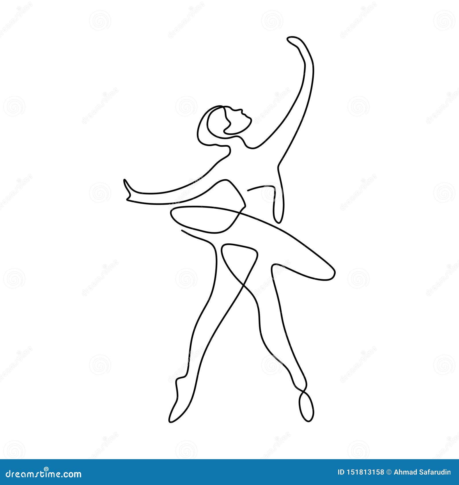 Continuous Line Drawing of Girl Dancing Ballet. Ballerina Concept Minimalism Style Stock Vector - Illustration of continuous, love:
