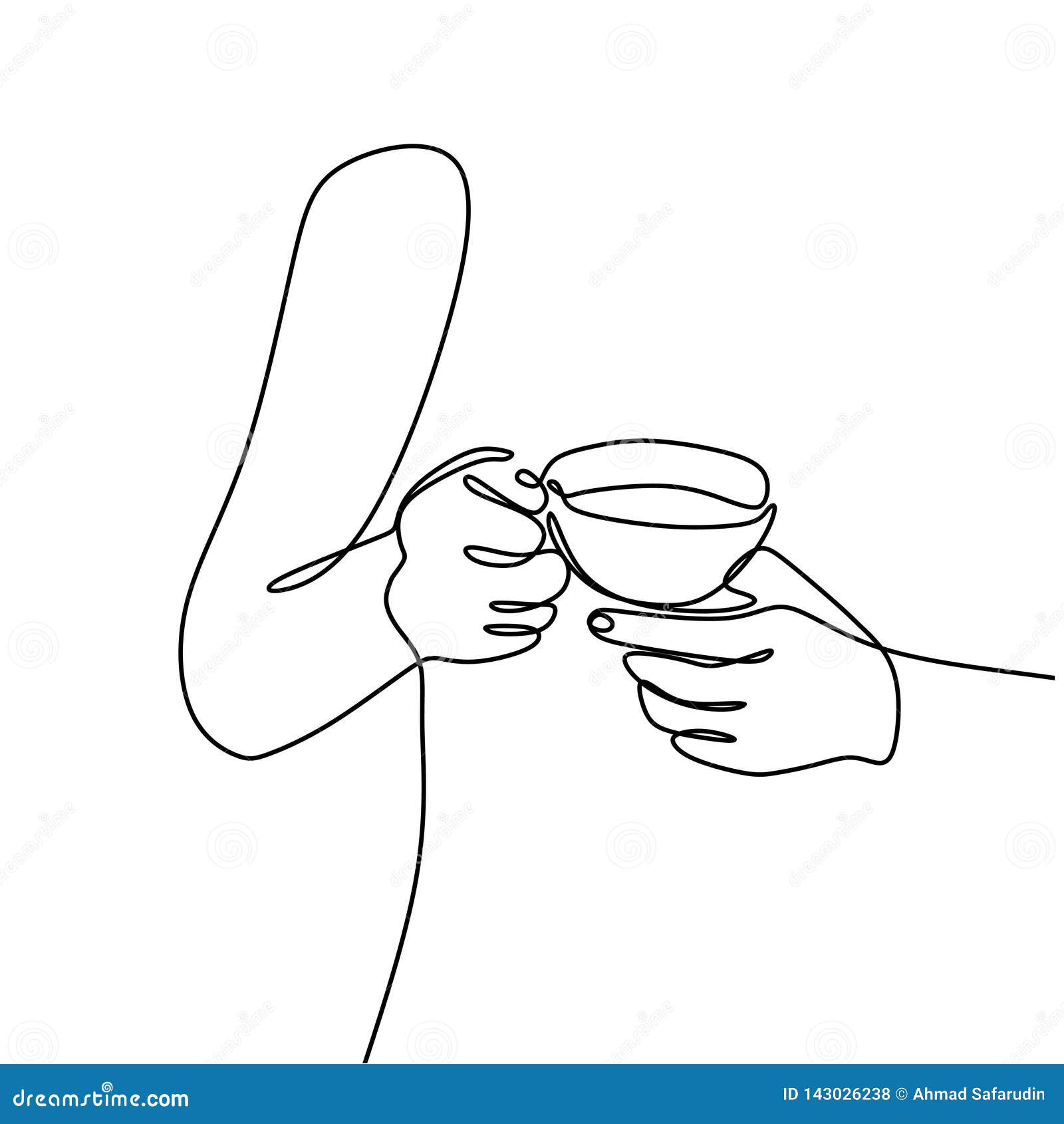 Continuous Line Drawing Of The Hand Holding A Cup Of Coffee Stock Vector Illustration Of Icon Continuous