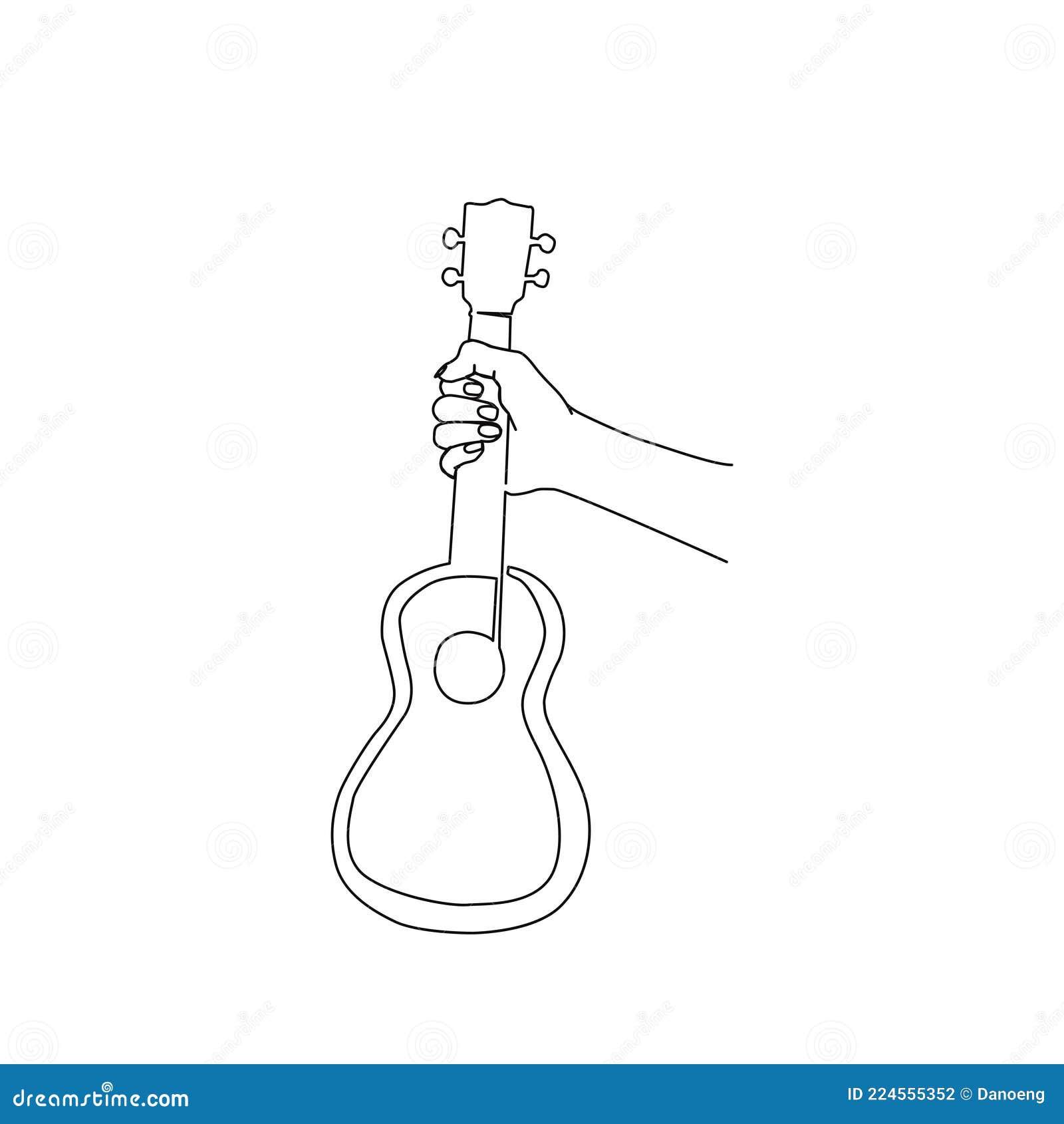 Continuous of Hand Holding Ukulele. Ukulele Line Art with Active Stroke Stock Vector - Illustration of editable, outline: 224555352