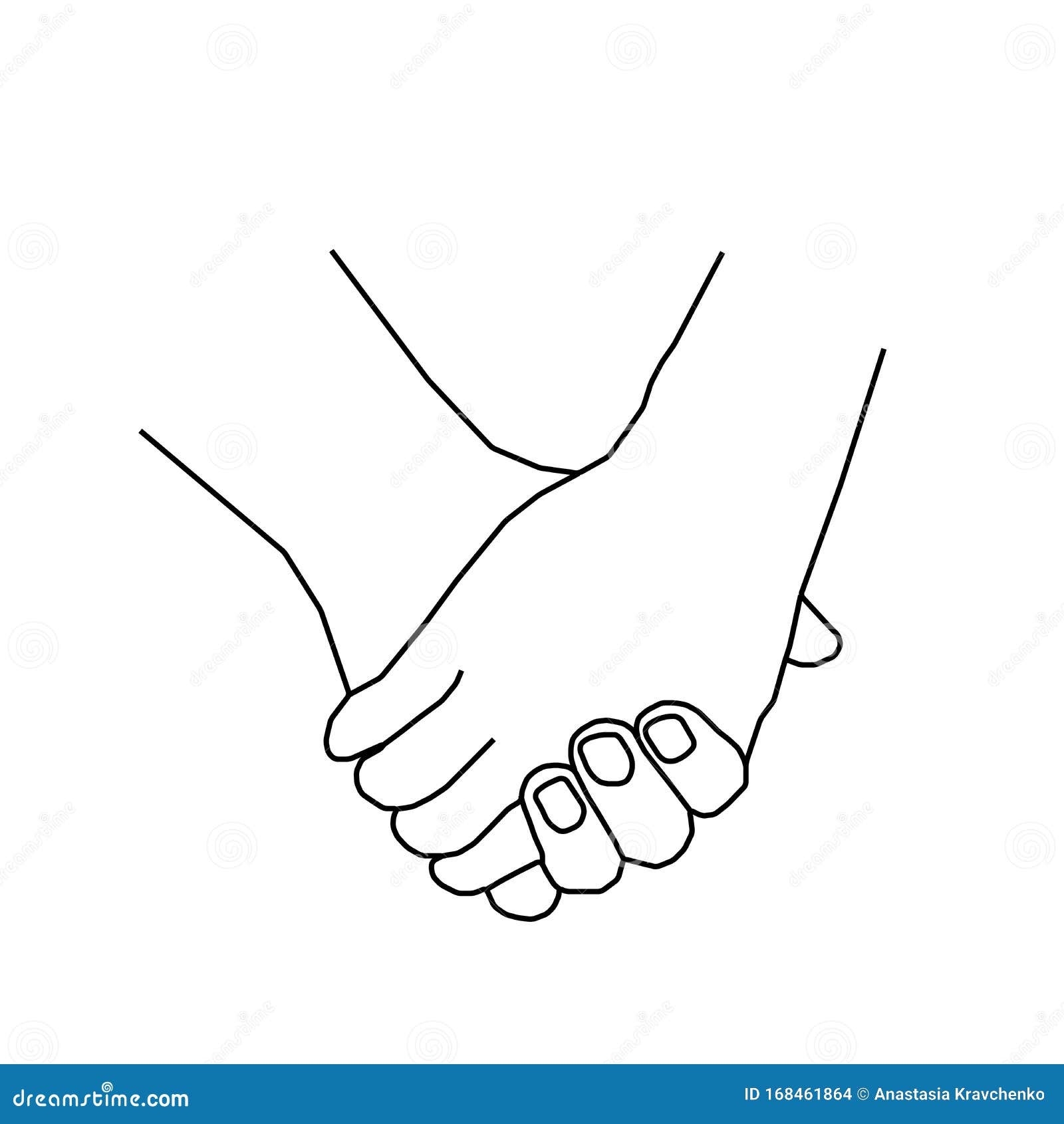 Continuous Line Drawing of Holding Hands Together White Background