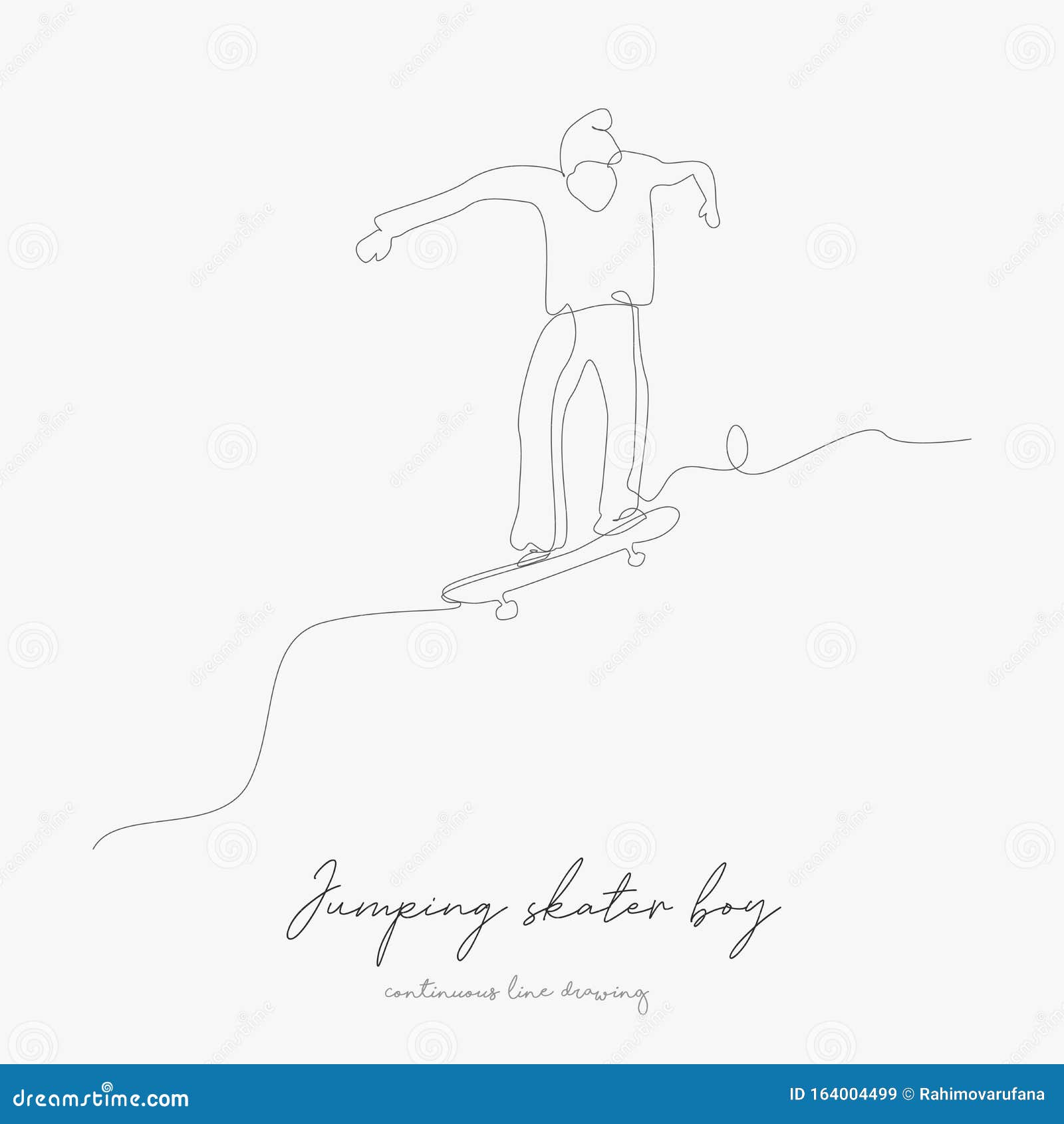 Continuous Line Drawing. Jumping Skater Boy. Simple Vector Illustration. Jumping Skater Boy