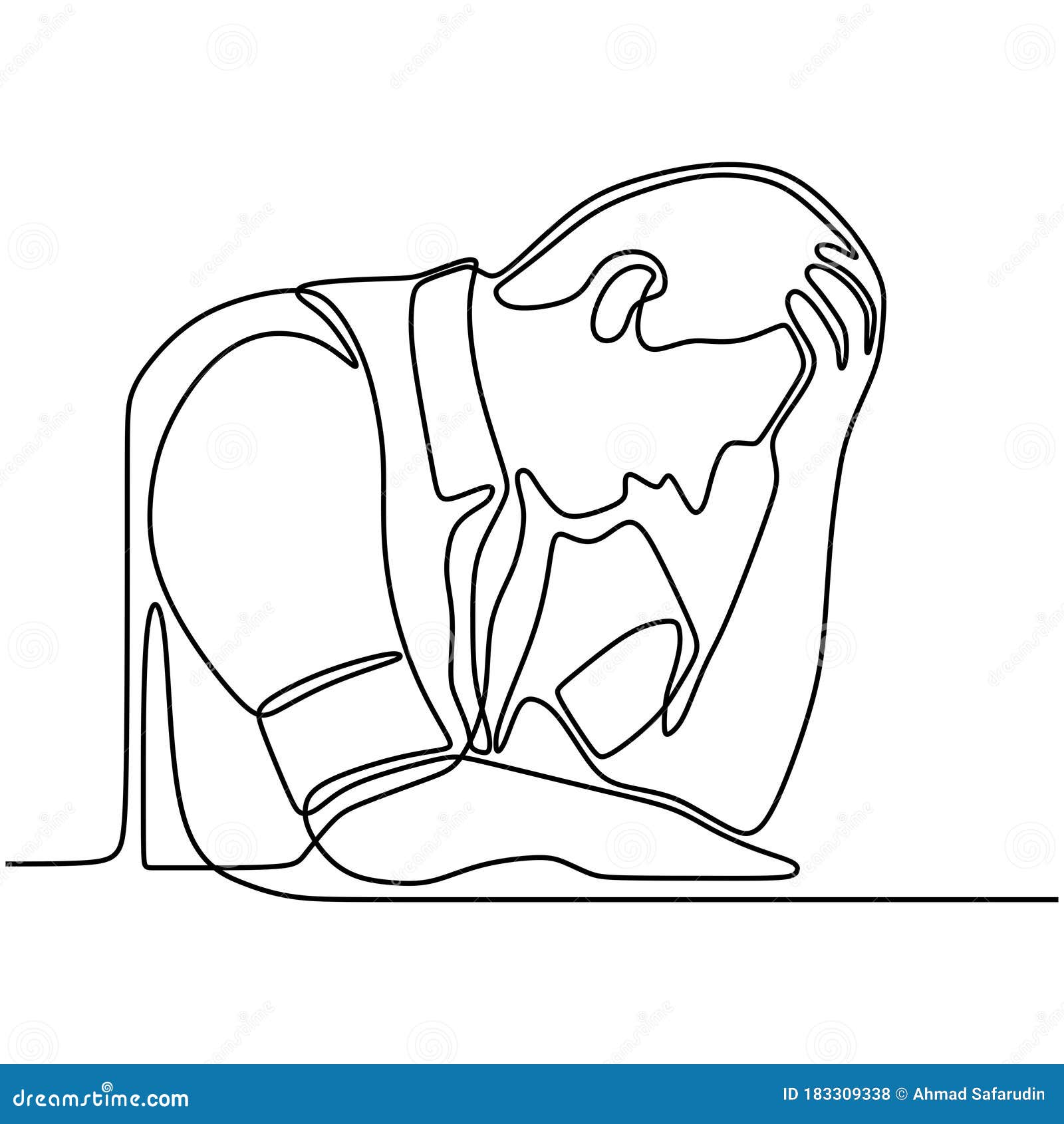 A line art portrait sad old man or color Vector Image