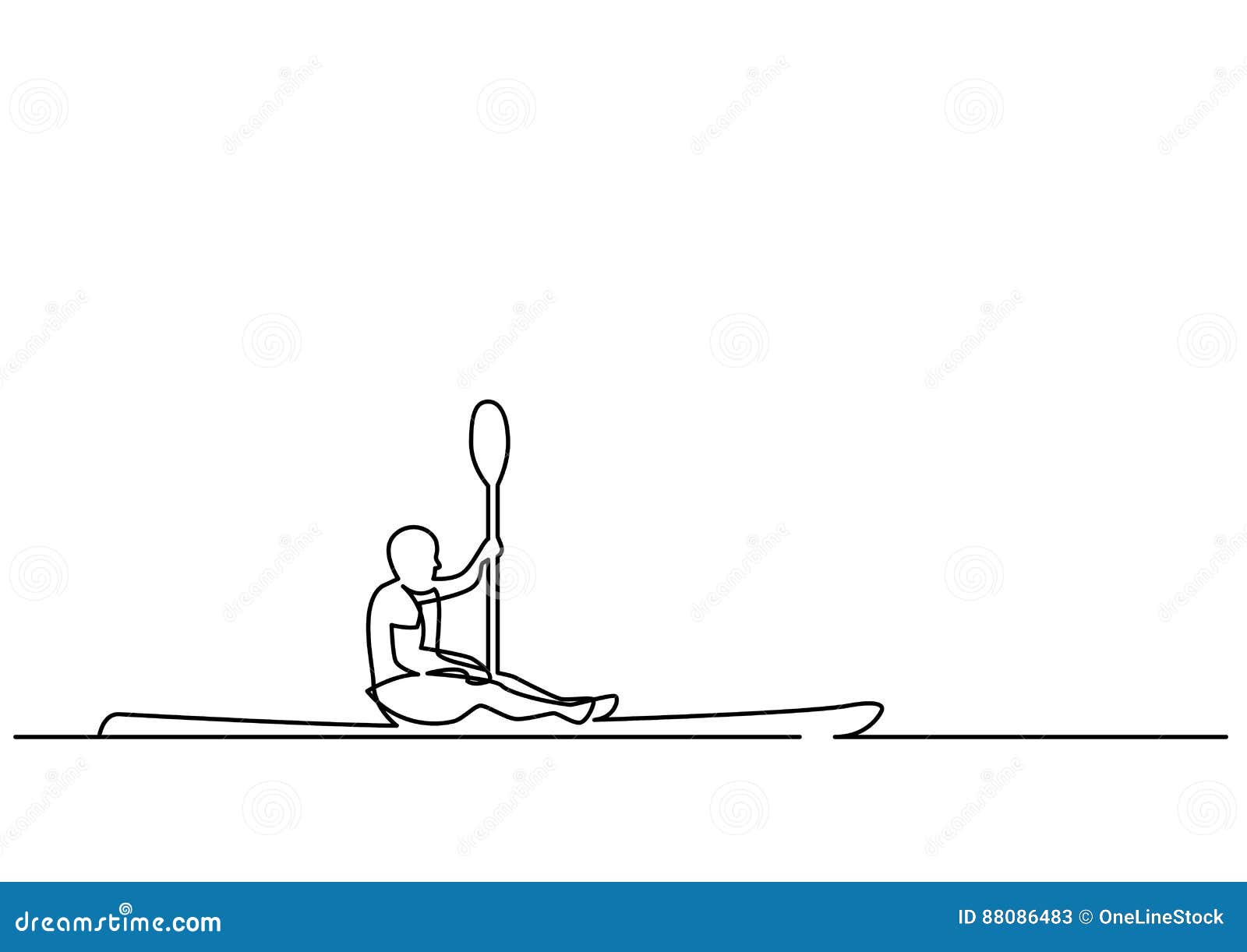 Continuous Line Drawing Of Man Kayaking On Lake Stock Vector Illustration Of Healthy Boat 88086483