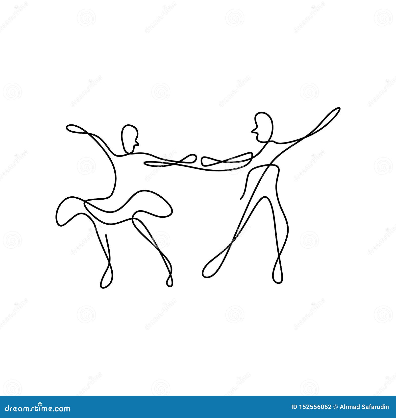 Continuous Line Drawing of a Man and a Woman are Dancing. the Concept ...