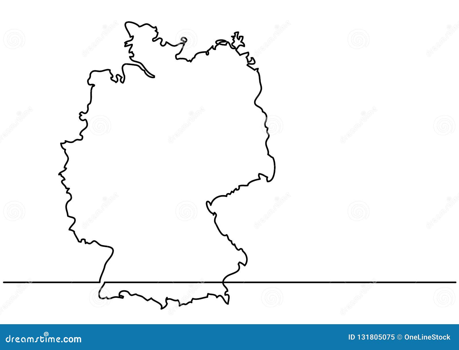 Continuous Line Drawing - Map of Germany Stock Vector - Illustration of