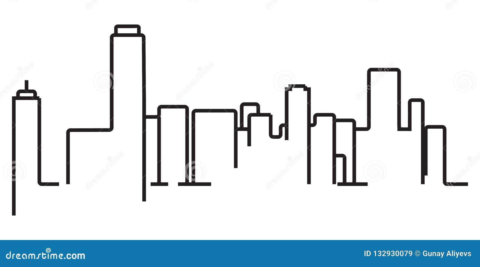 Continuous Line Drawing Of Modern City Skyline Stock Illustration