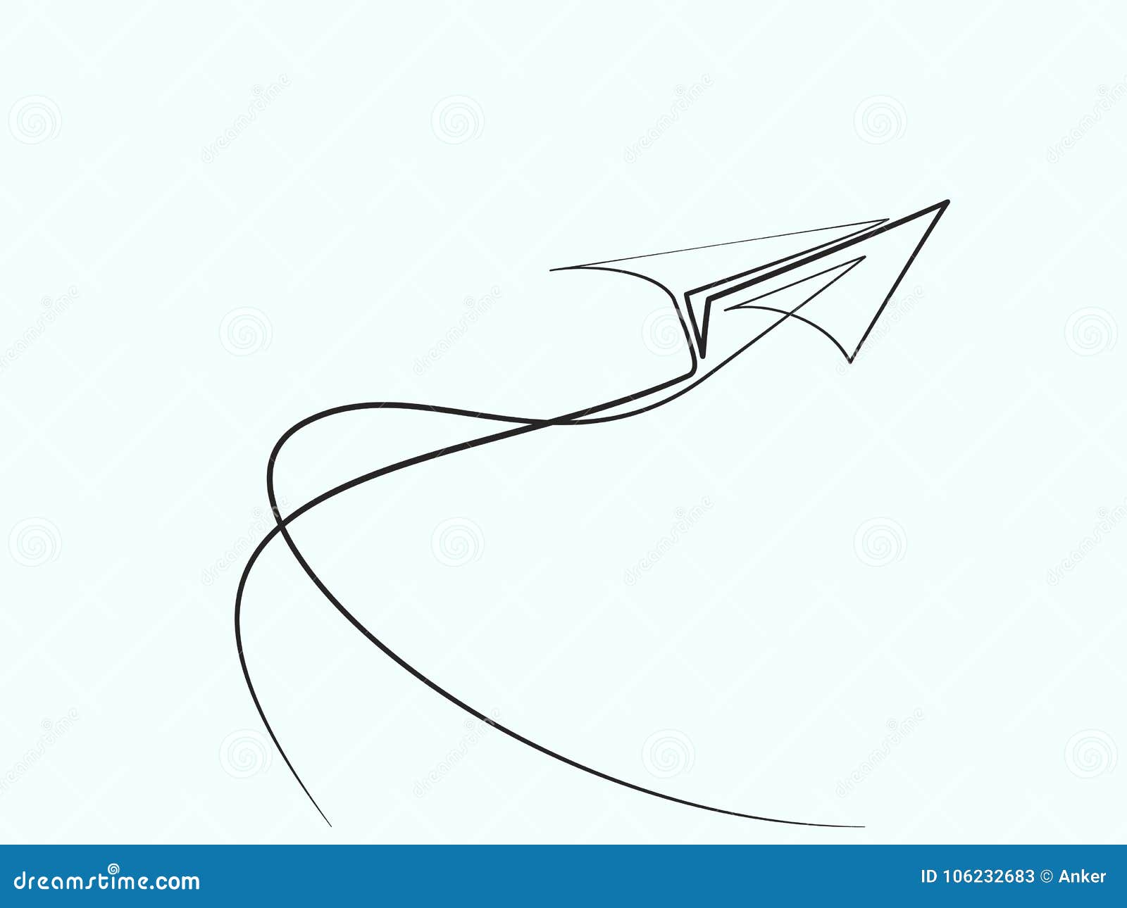 Continuous Line Drawing of Paper Airplane Stock Vector Illustration
