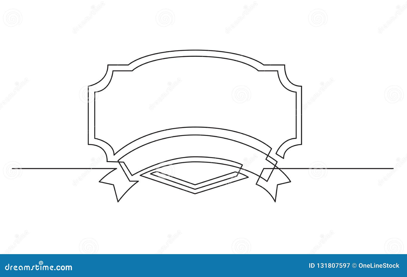 Continuous Line Drawing of Ribbon Label Stock Vector - Illustration of ...