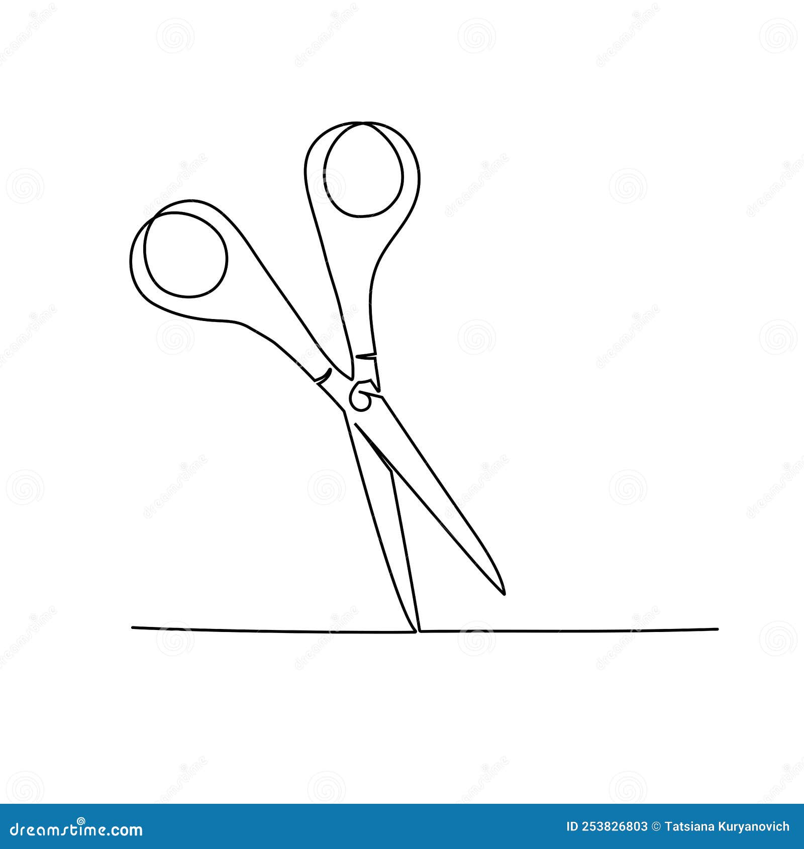 Continuous Line Drawing of Scissors. Vector Illustration Stock Vector