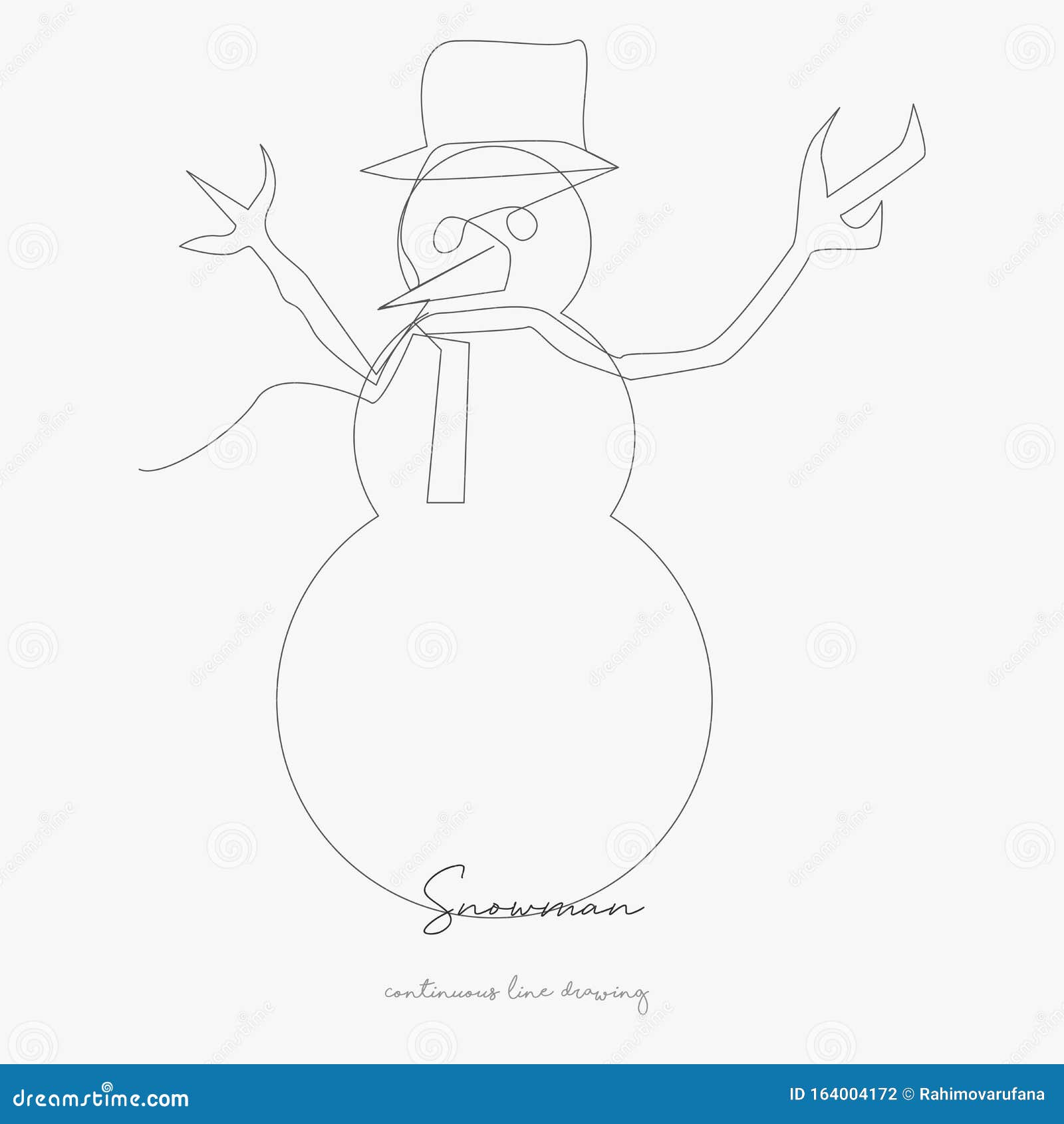 Continuous Line Drawing. Snowman. Simple Vector Illustration. Snowman