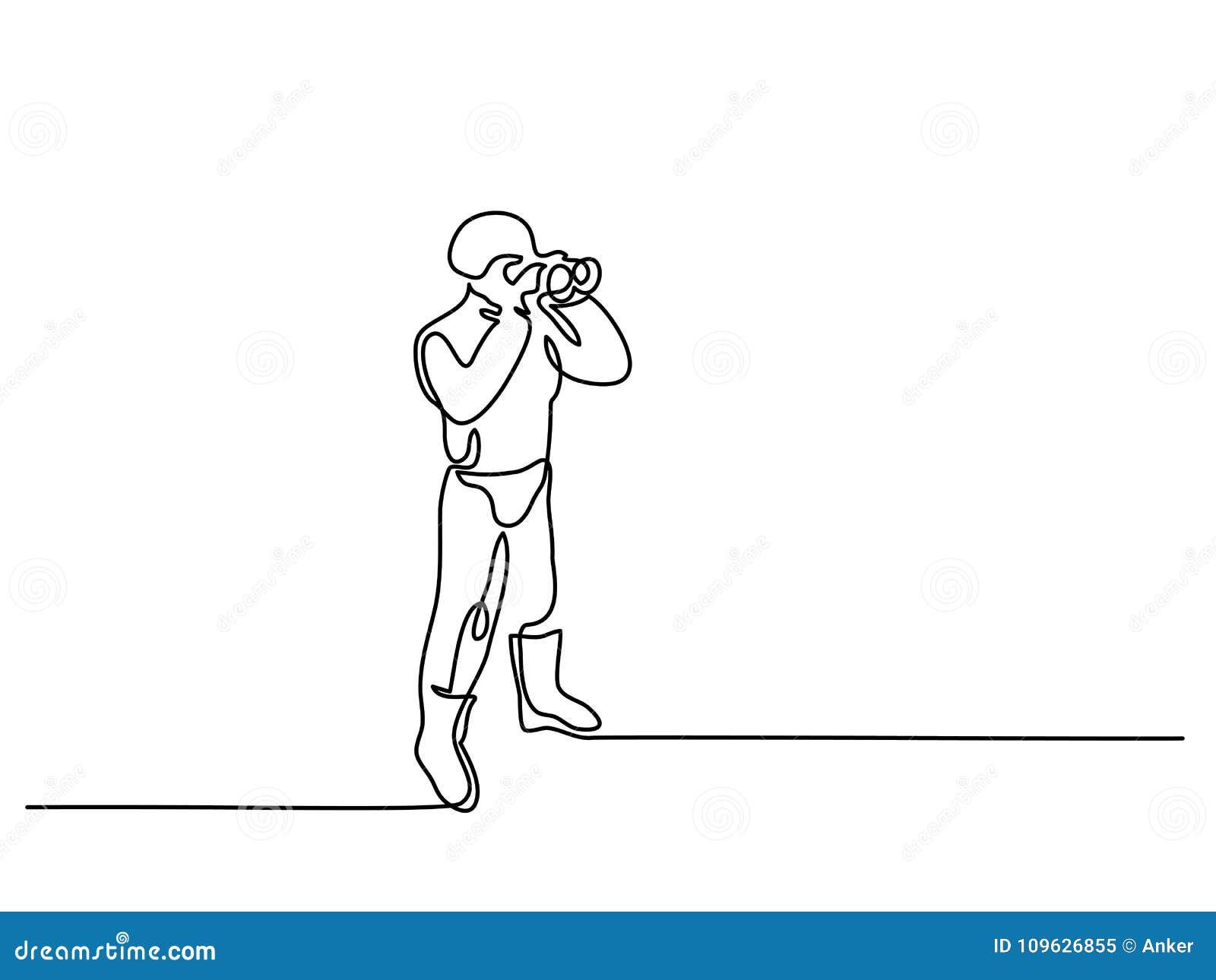 Standing Policeman Holding Binoculars Stock Vector Illustration of