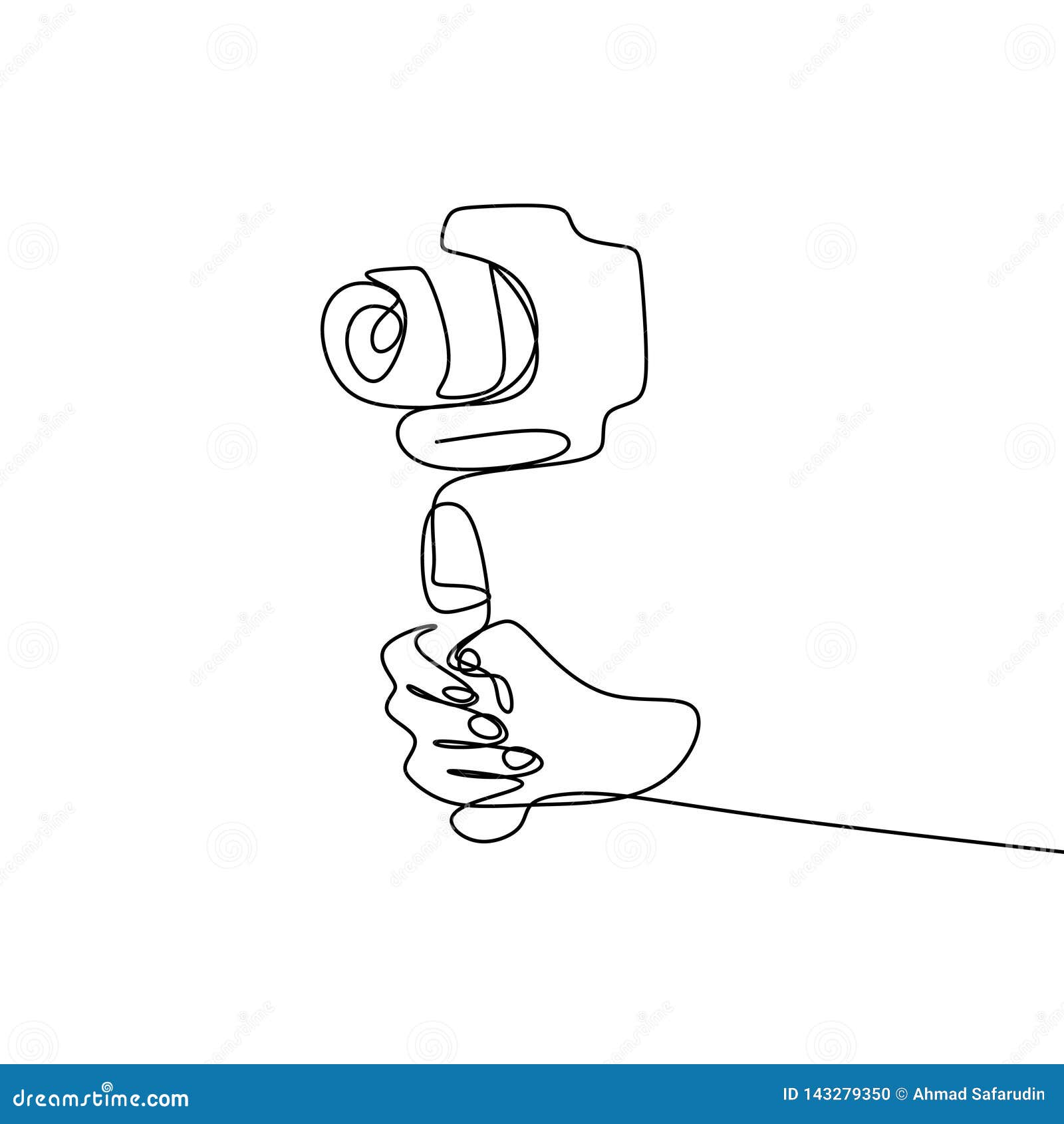 Continuous Line Drawing Stick for Selfie Stock Illustration