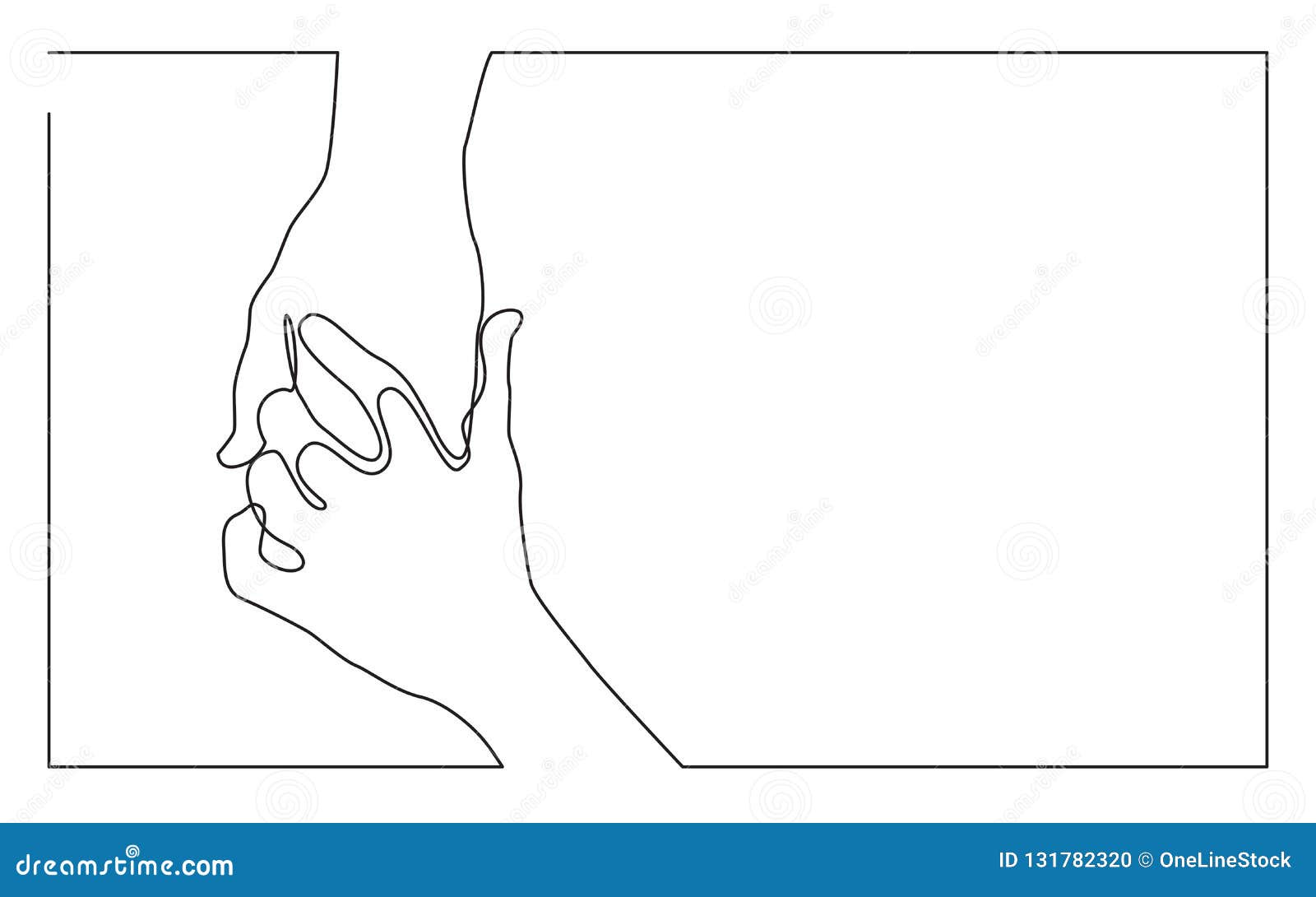 Continuous Line Drawing Of Two Hands Touching Each Other Stock