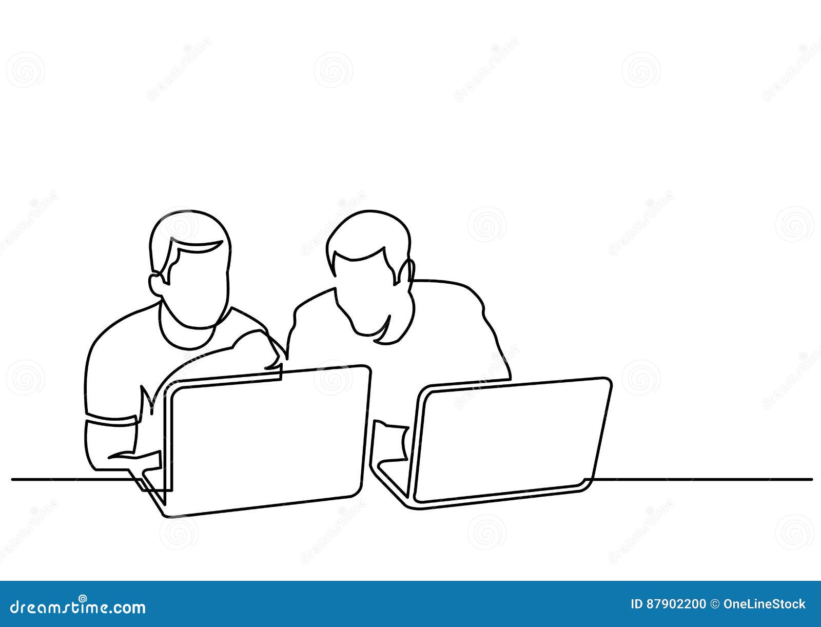 Continuous Line Drawing Of Two Men Sitting And Talking Stock Vector