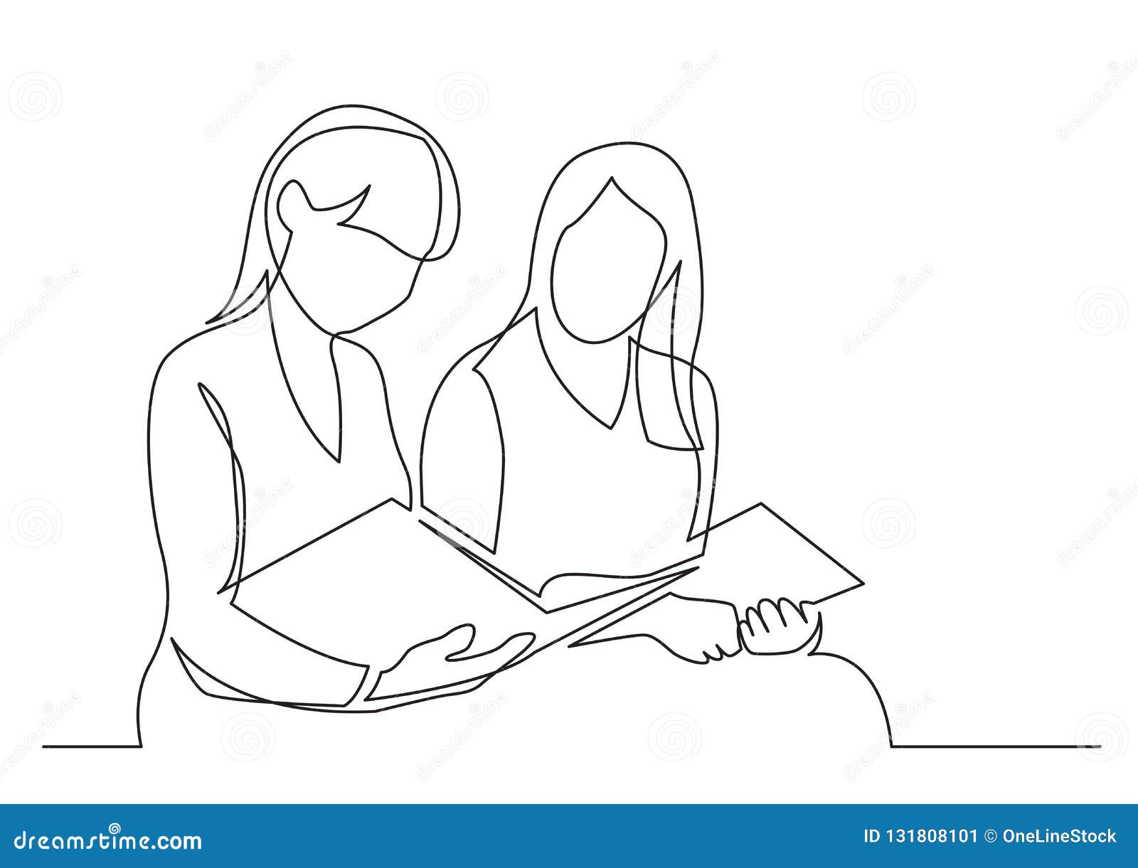 Drawing of two teen real girls in classroom want to study at university.  Single continuous line art style 16022600 Vector Art at Vecteezy