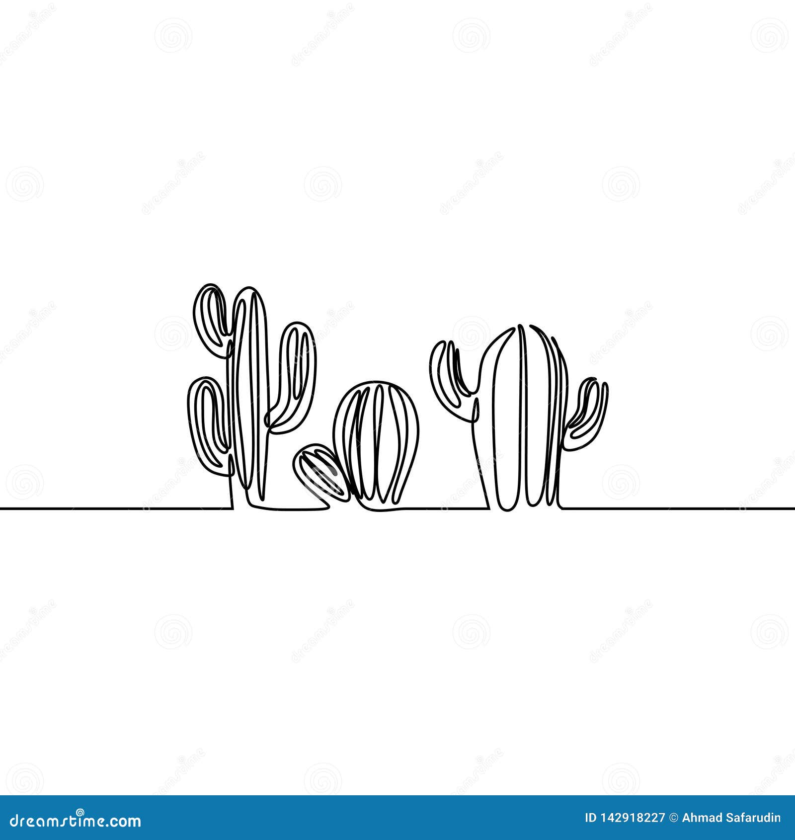 Continuous Line Drawing Of Vector Set Of Cute Cactus Black And White Sketch House Plants Isolated On White Background Potted Stock Vector Illustration Of Line Plant 142918227