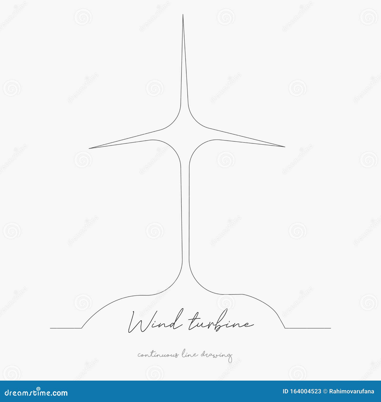 Continuous Line Drawing. Wind Turbine. Simple Vector