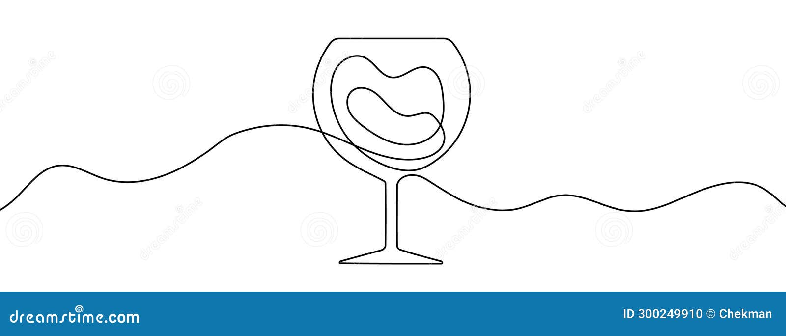 Continuous Line Drawing of Wine Glass. Single Line Wine Glass Icon