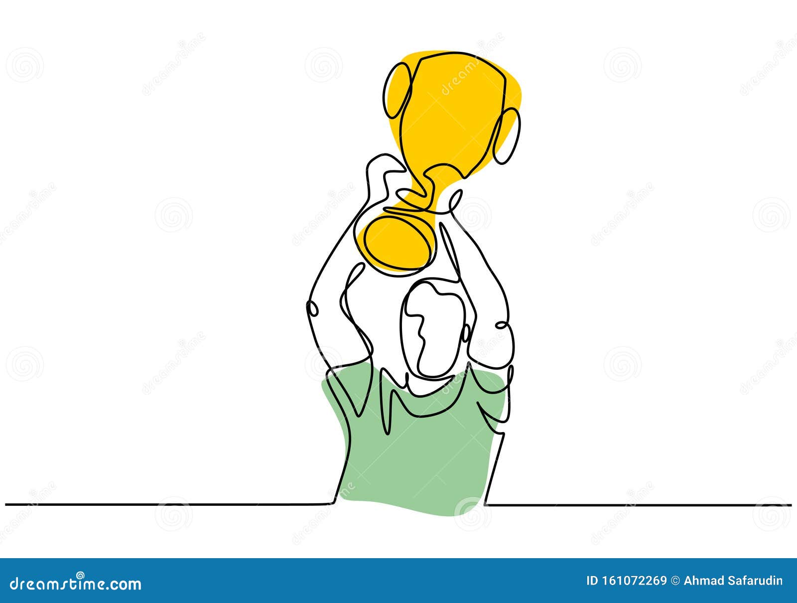 damper afvisning position Continuous Line Drawing of Winner Holding and Raising Champion Trophy.  Vector Illustration Single Hand Drawn Style Stock Vector - Illustration of  people, continuous: 161072269