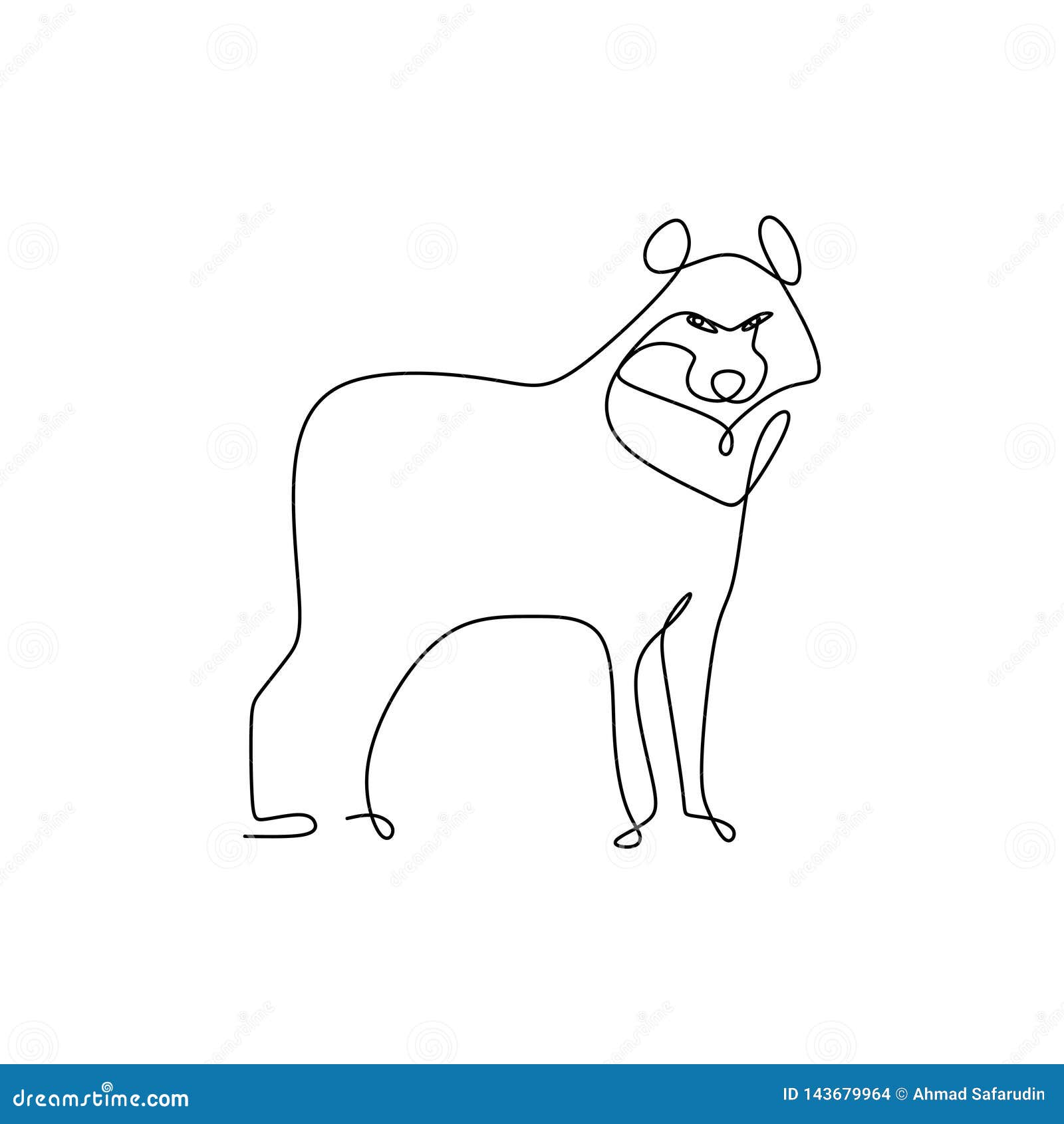 Continuous Line Drawing Of Wolf Animals With A Simple Design