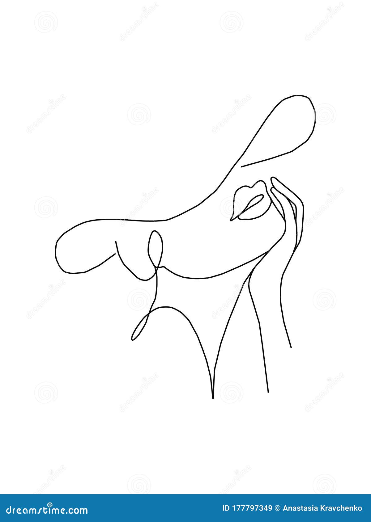 Continuous Line Drawing of Women in Cap Hat Illustration of Simple
