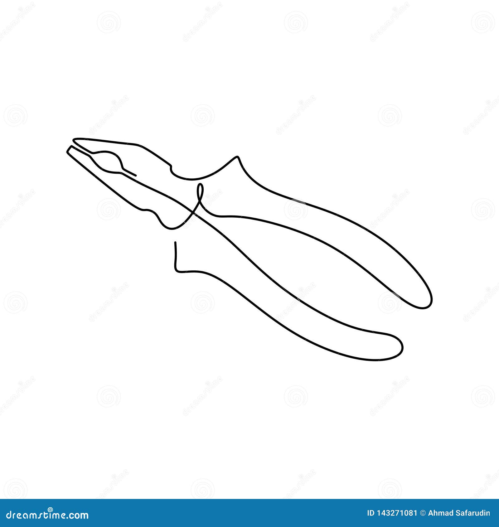 Continuous Line Drawing of Work Tools for Clamping Stock Vector