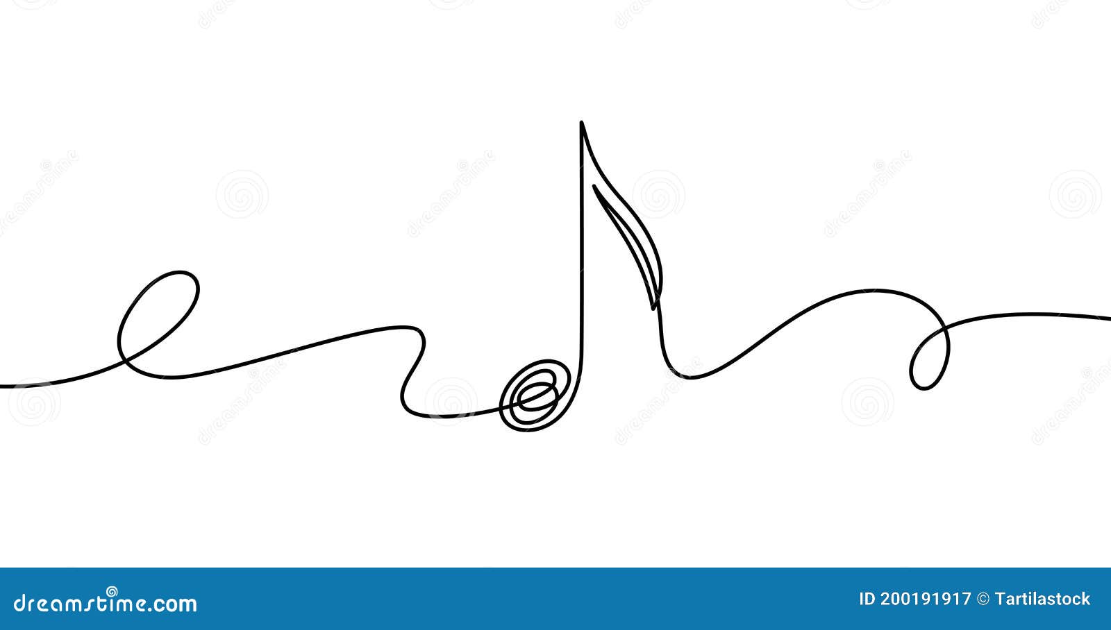 continuous line music note. musical  in one linear minimalist style. trendy abstract wave of melody. 