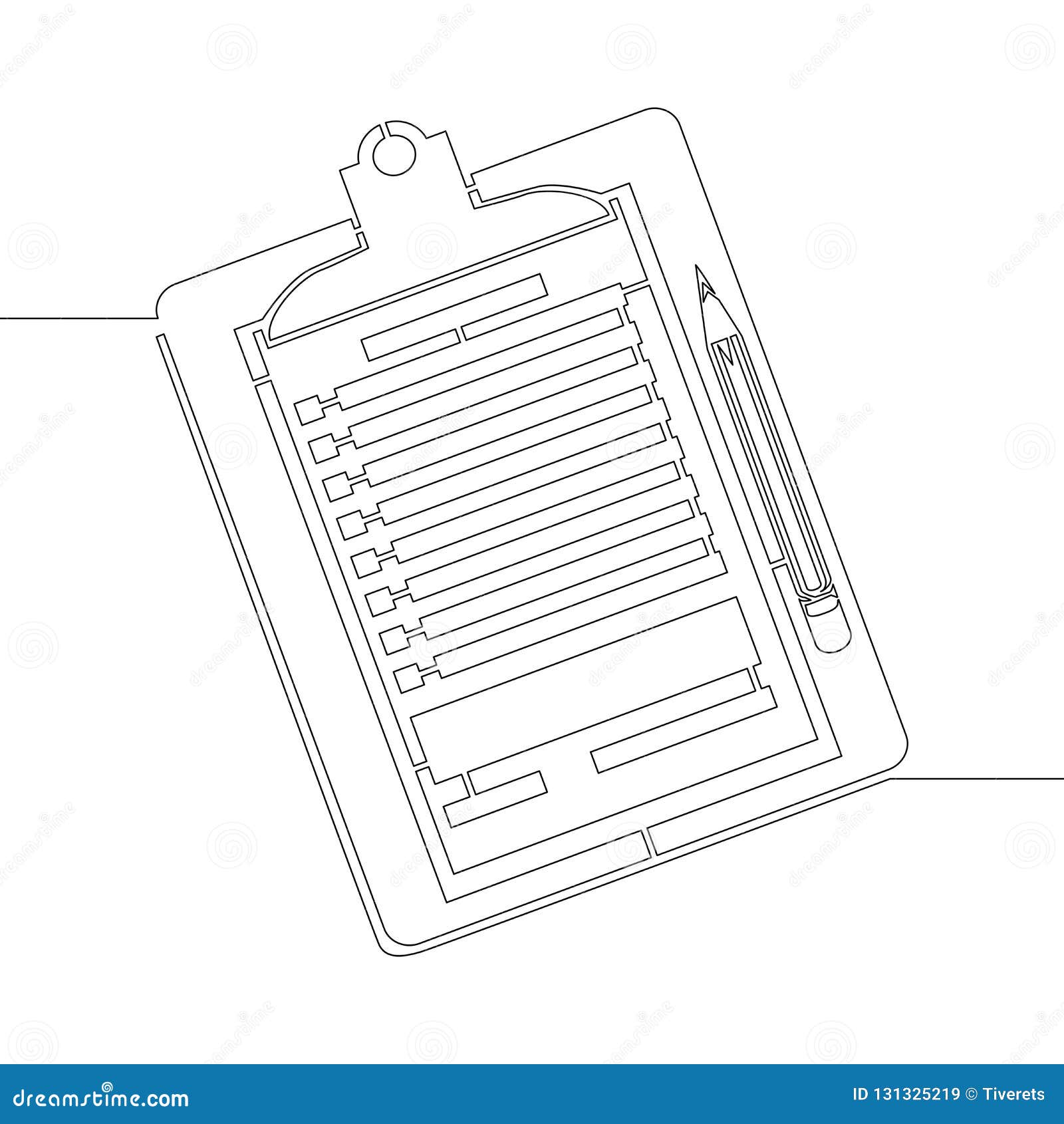 Continuous Line One Drawing Clipboard with Pencil Stock Vector
