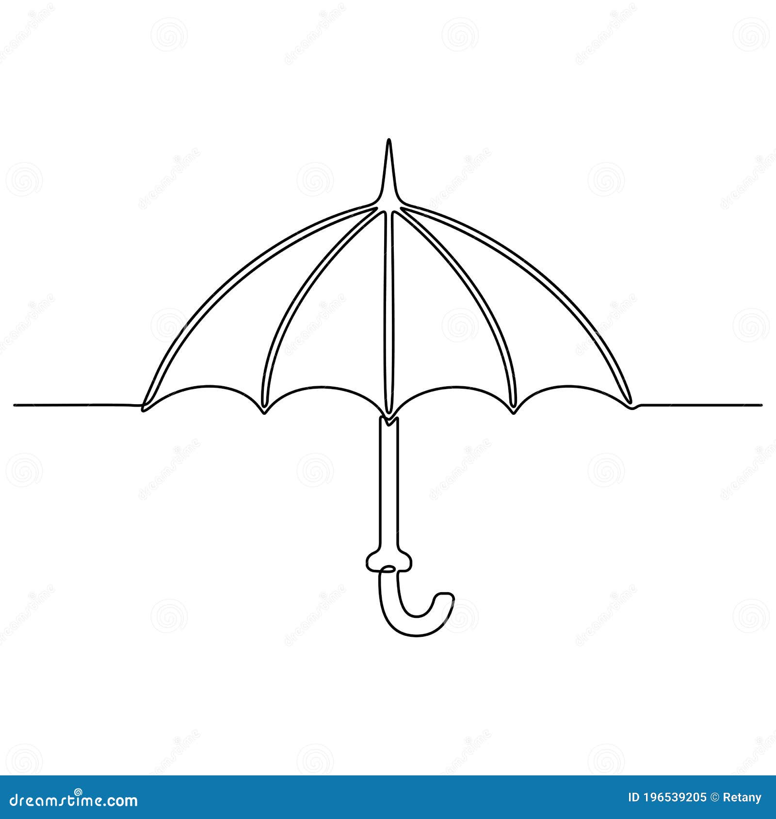 Continuous Line Drawing. Umbrella Stock Vector Illustration of