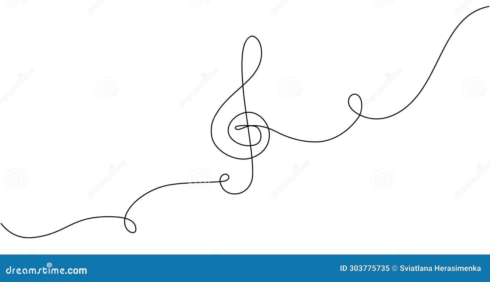 Continuous Line Violin Key Icon. Concept of Abstract Lines of Musical