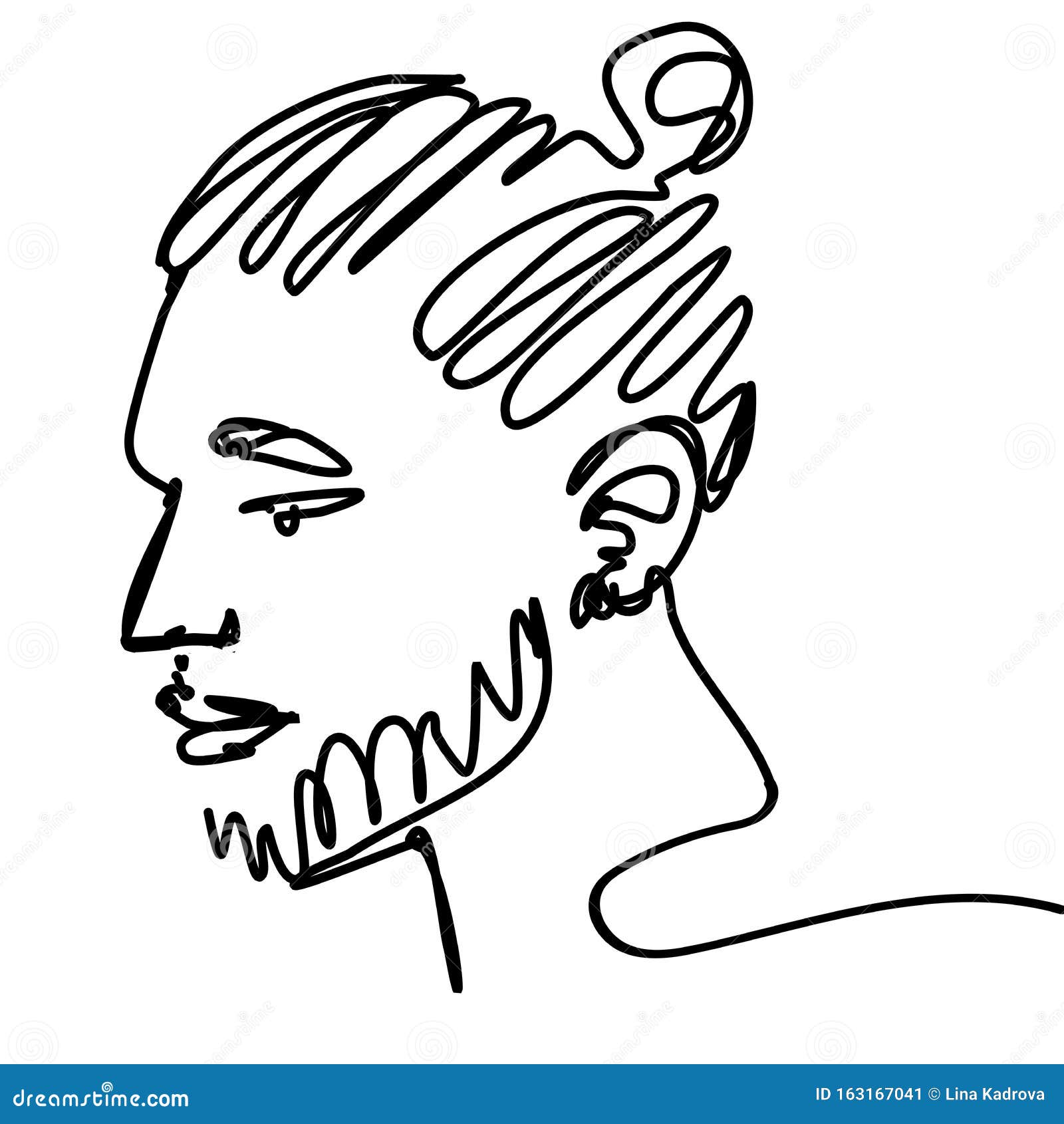 Continuous Line Young Man Portrait Sketch with Modern Fashion Hairstyle  Stock Vector - Illustration of lines, look: 163167041