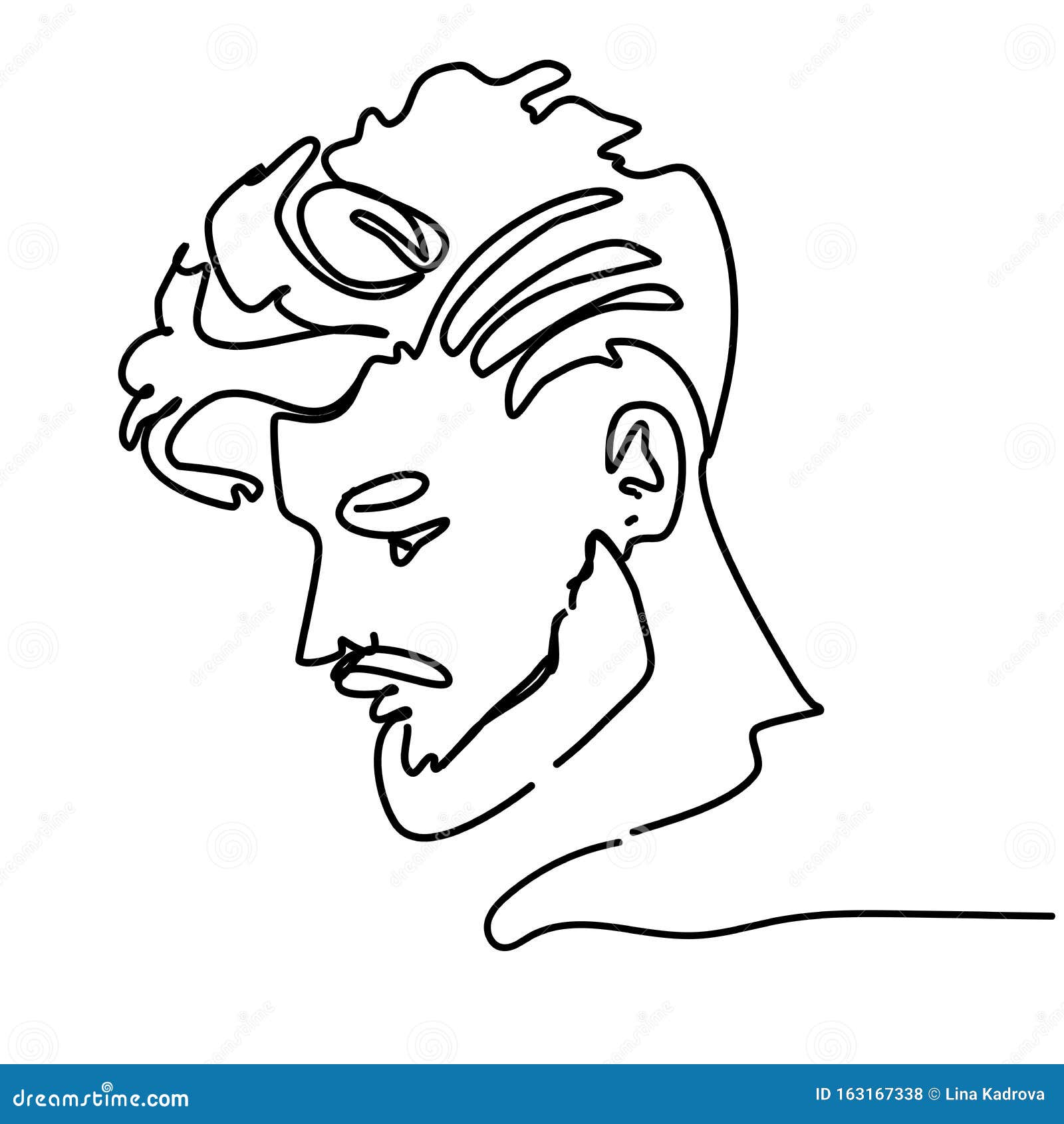 Continuous Line Young Man Portrait Sketch with Modern Fashion Hairstyle  Stock Vector - Illustration of male, hipster: 163167338