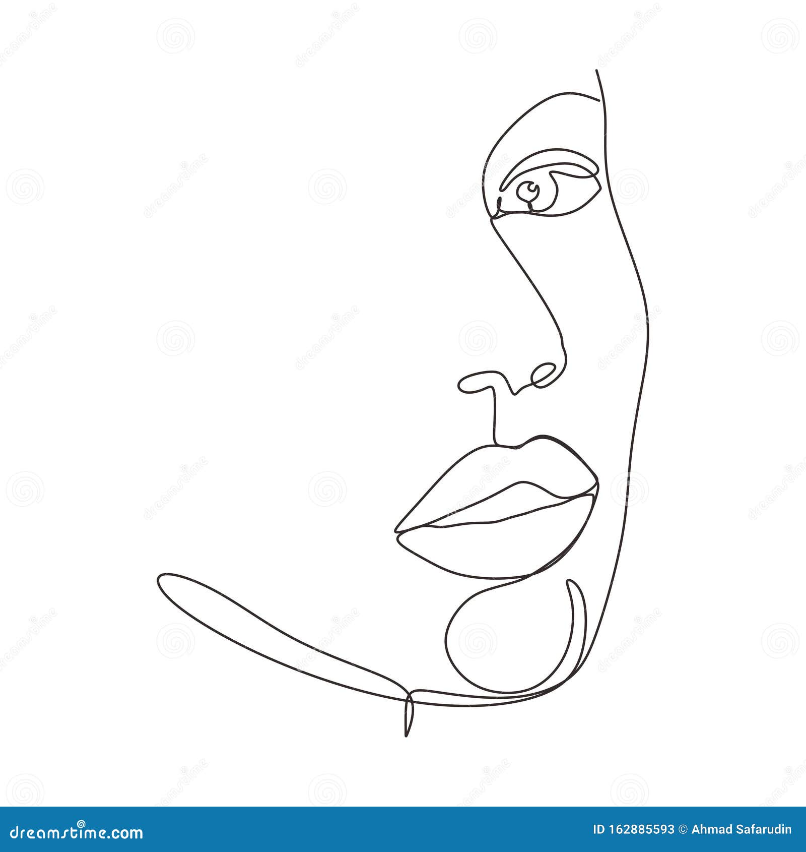 continuous one line drawing of abstract face minimalism and simplicity  . minimalist hand drawn sketch lineart
