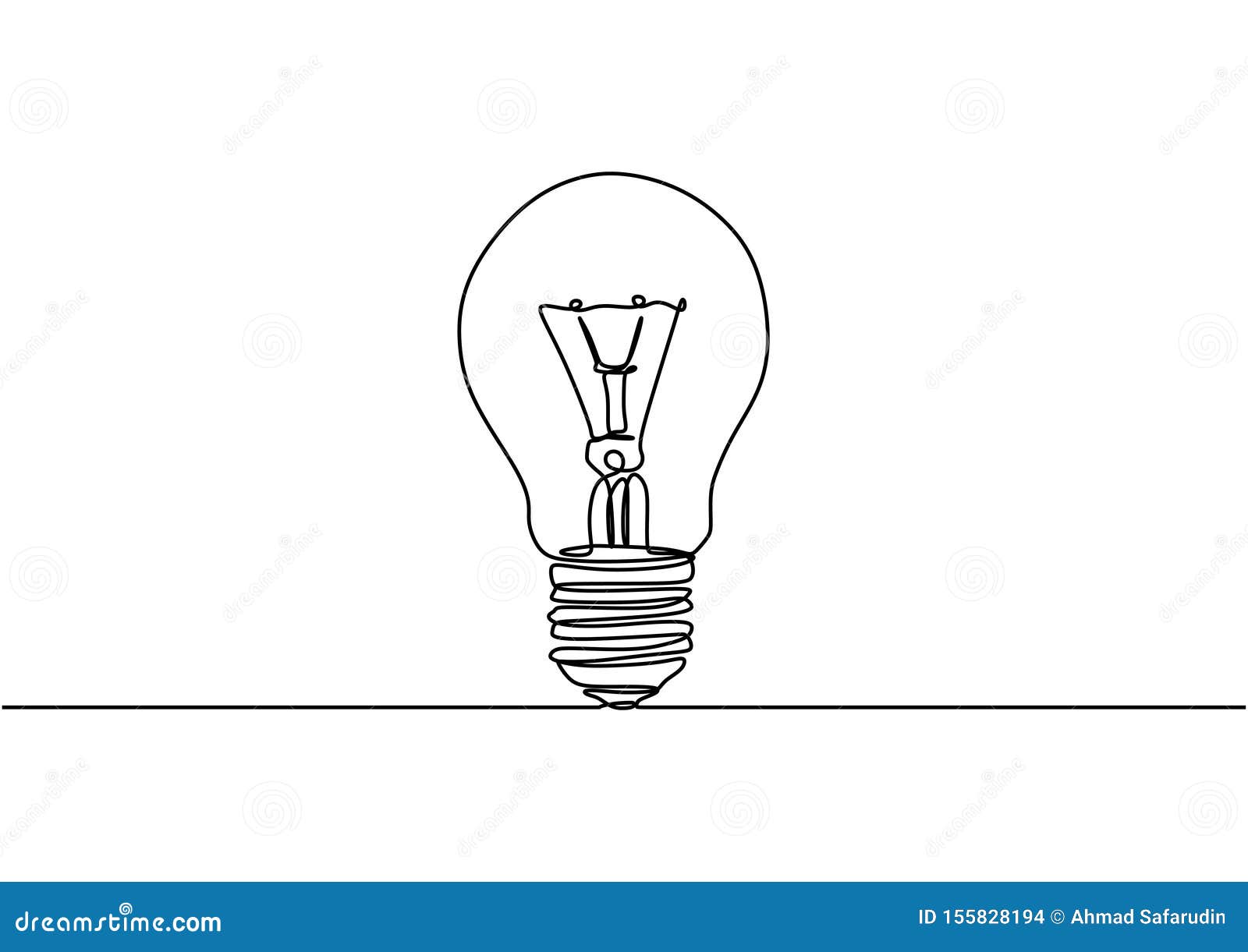 Continuous One Line Drawing Light Bulb Symbol Idea Inscription