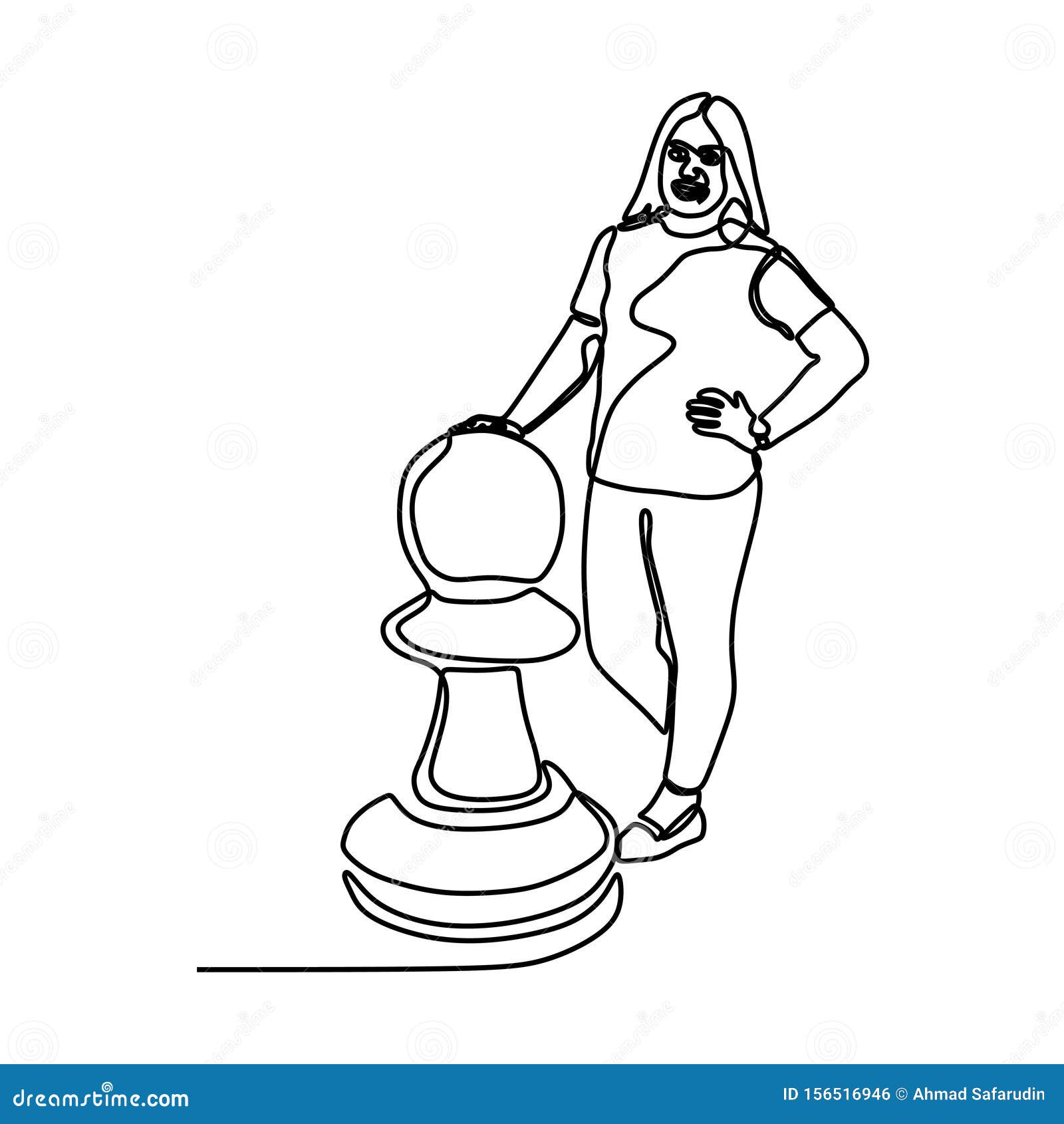 continuous one line drawing of chess pieces minimalist   on white background. group of players tactic concept eps