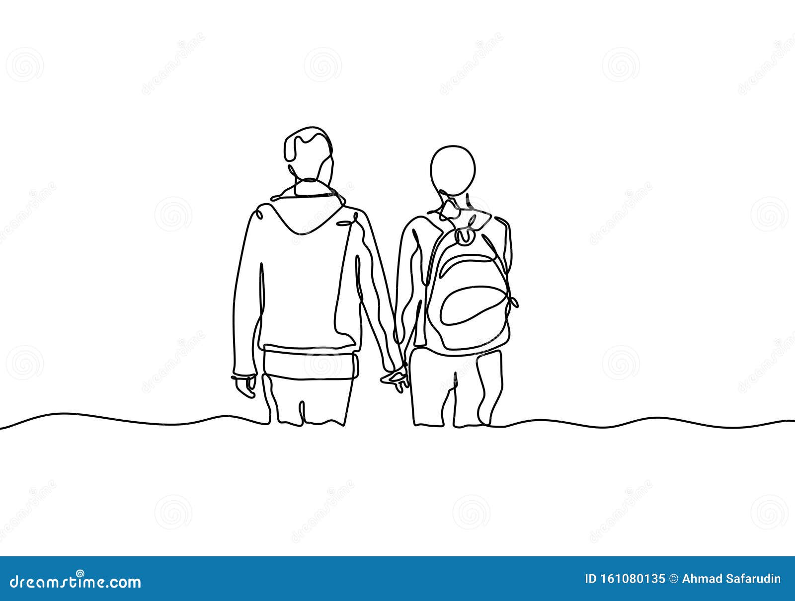 Blue pencil sketch couple holding hands - SK1032 – JEWELLERY GRAPHICS