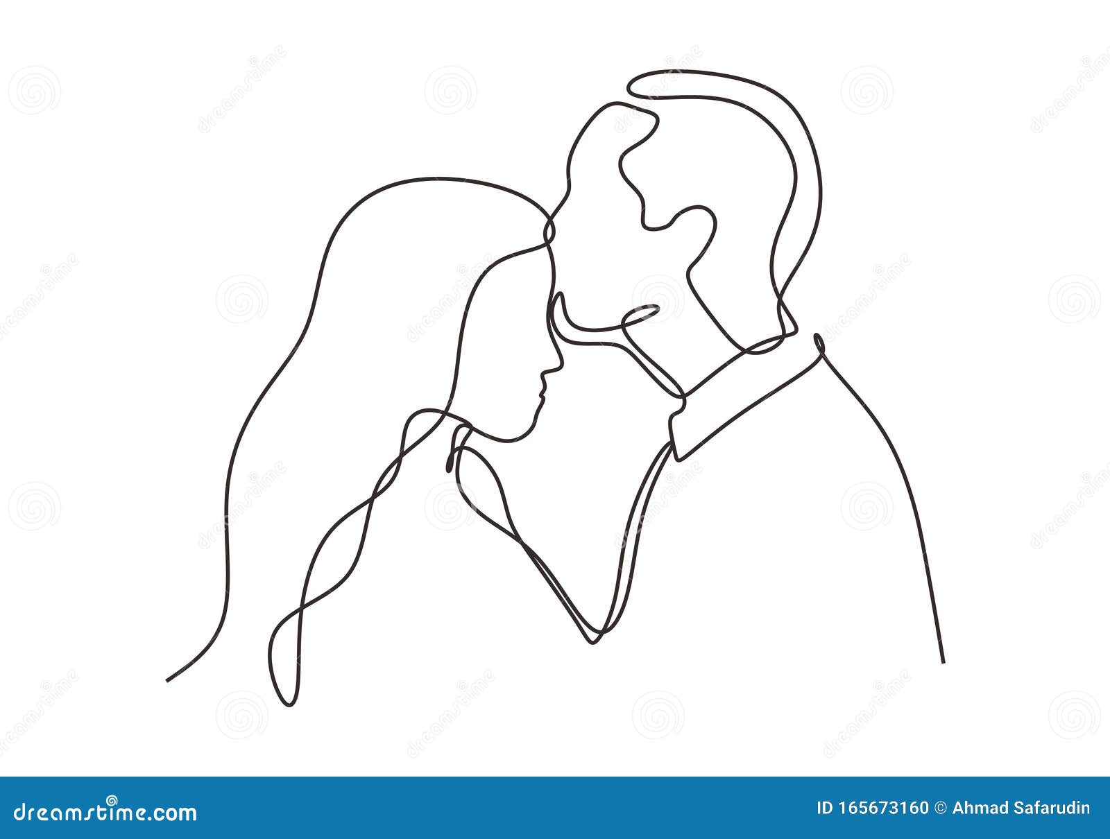 continuous one line drawing of couple in love. man kiss to a girl or woman in romantic situation.  minimalism 