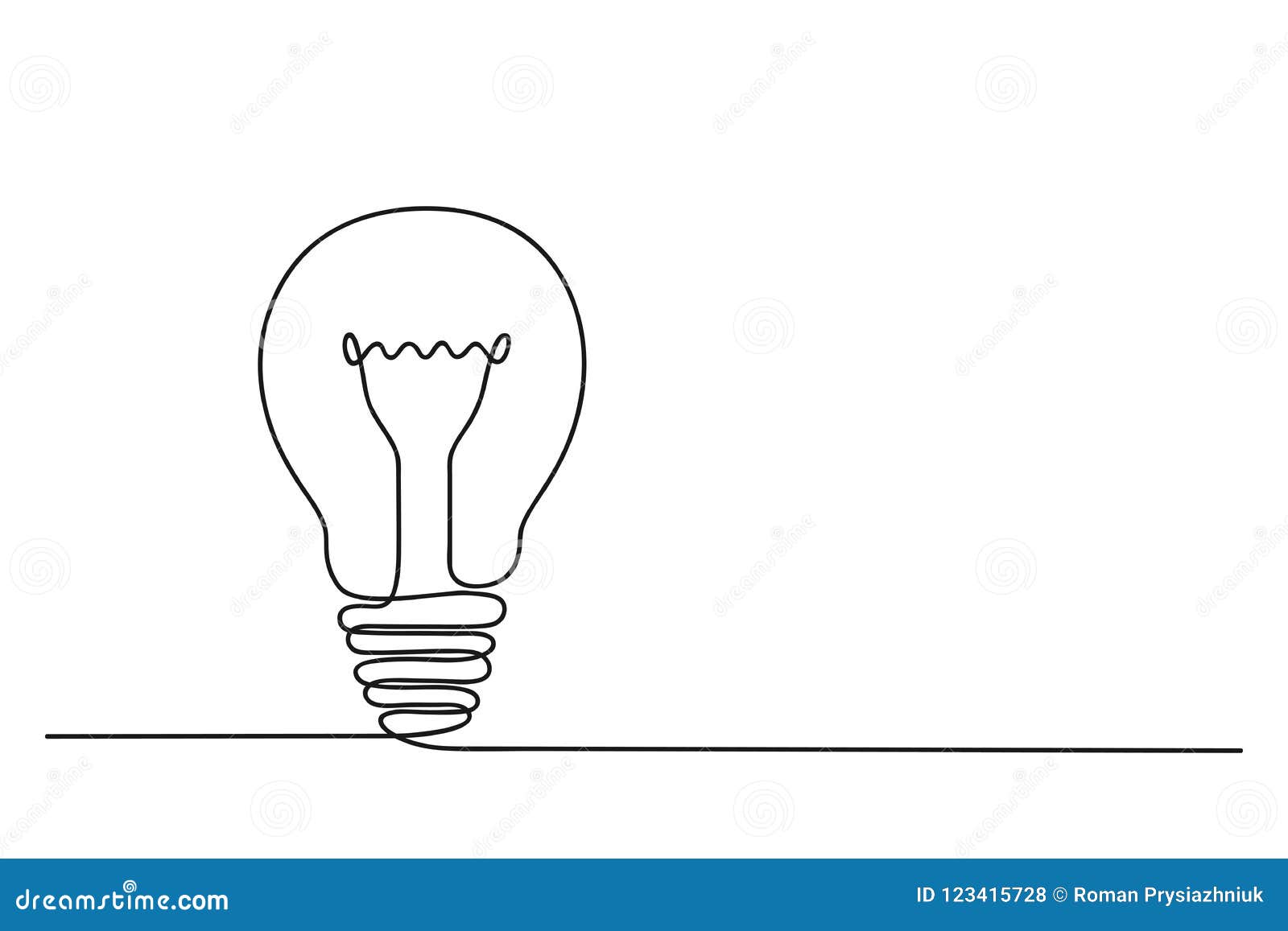 Continuous One Line Drawing Light Bulb Symbol Idea Inscription